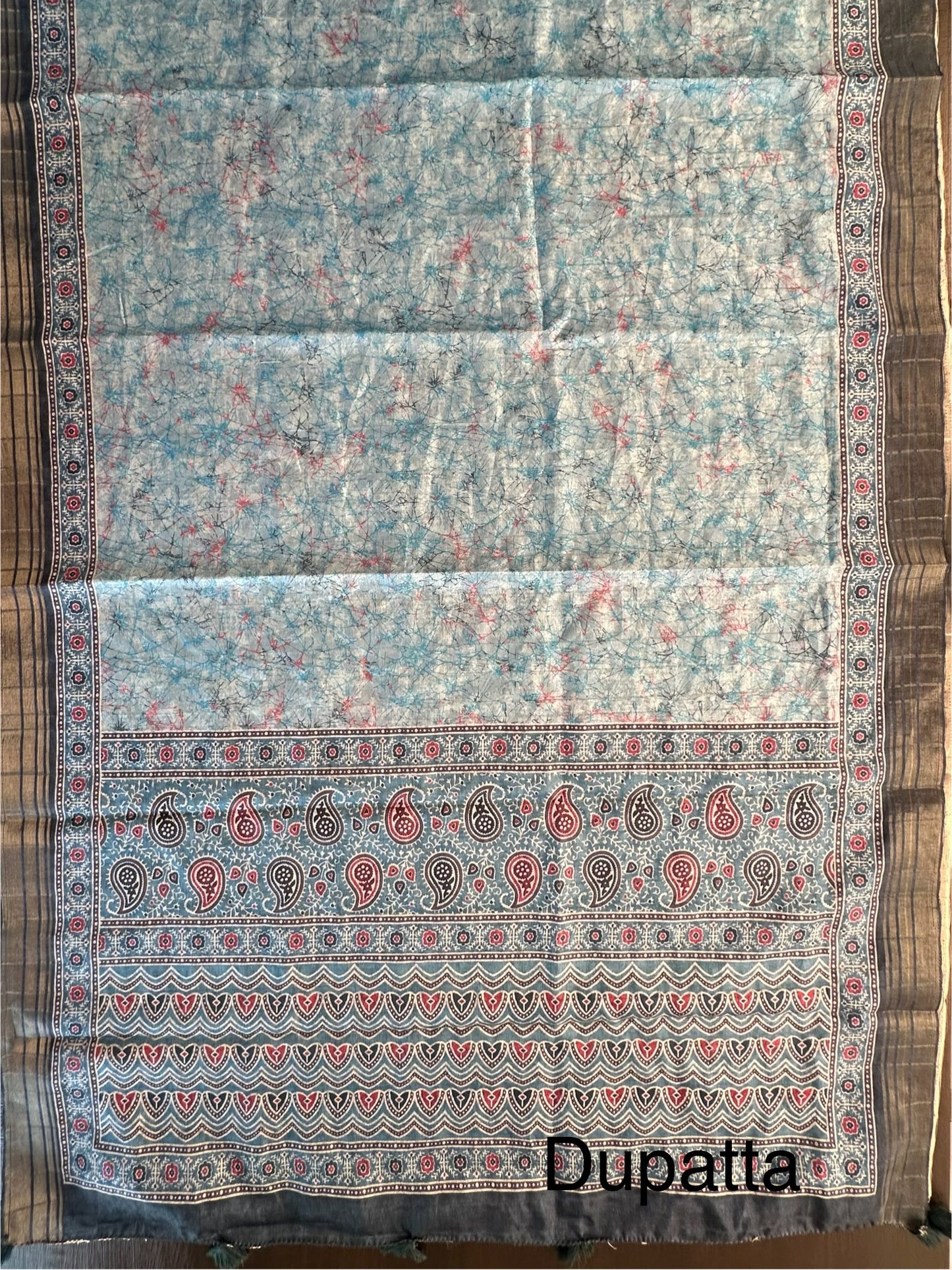 Ajrakh Print Chanderi 3-Piece Suit