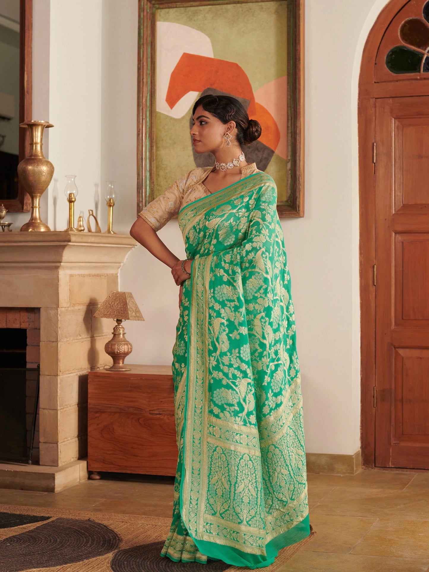 Khaddi Jaal Pure Georgette Saree