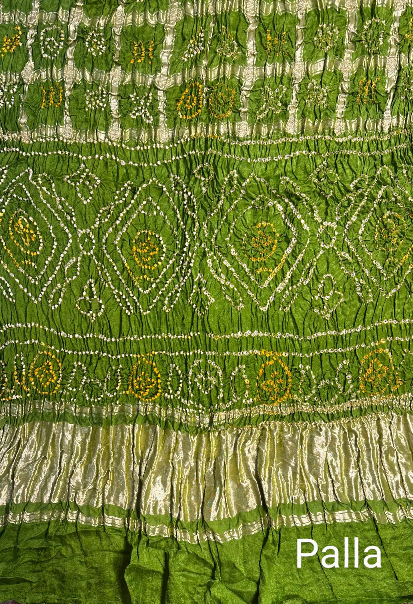 Mehendi Green Gharchola Bandhej Gajji Silk Saree