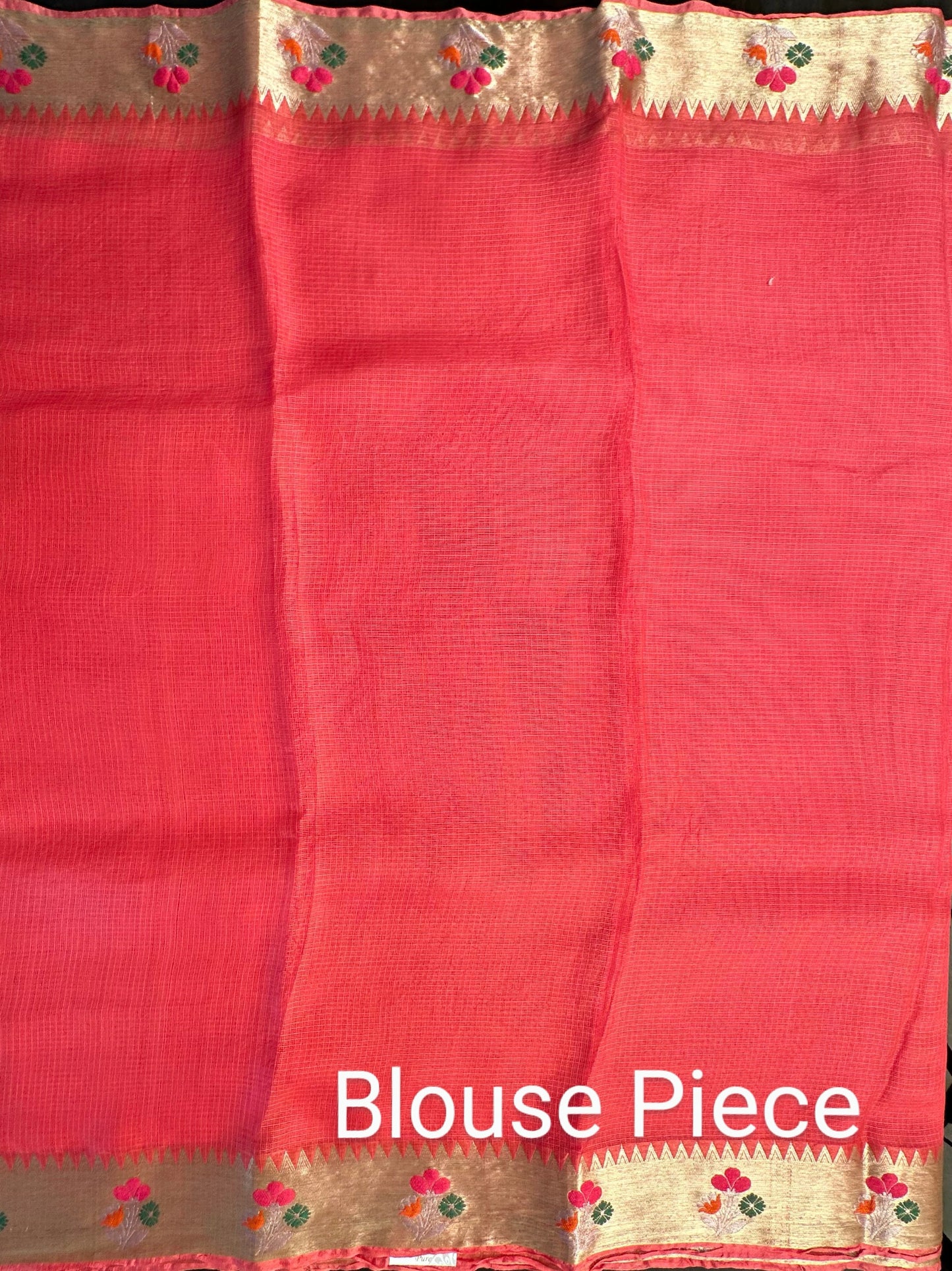 Pink Meenakari Border Kota Doria Pure Silk Saree