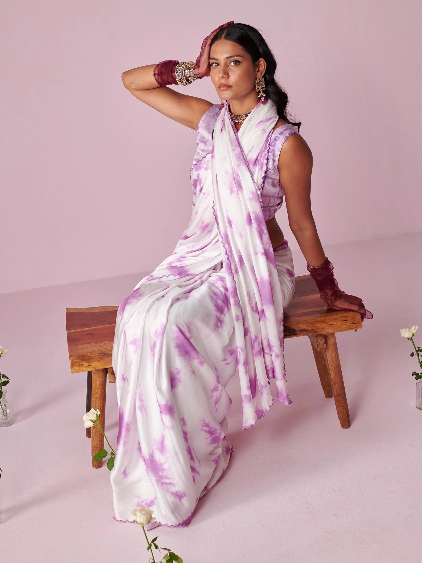 Abstract Satin Saree