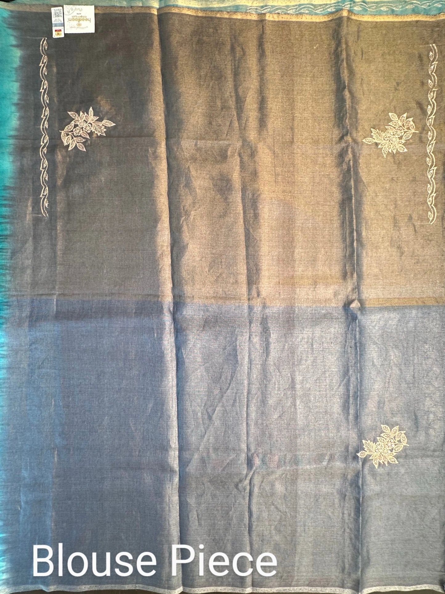 Blue Zardozi Tissue Silk Saree