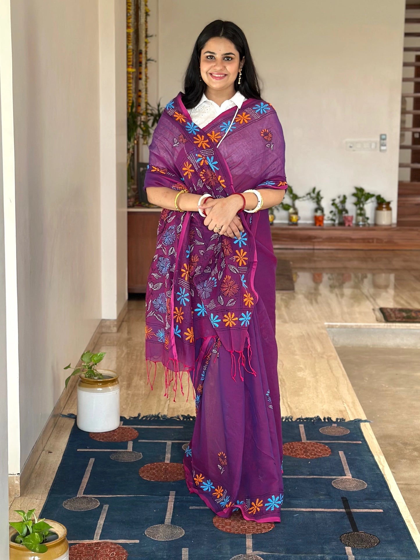 Kaantha Embroidery Cotton Saree