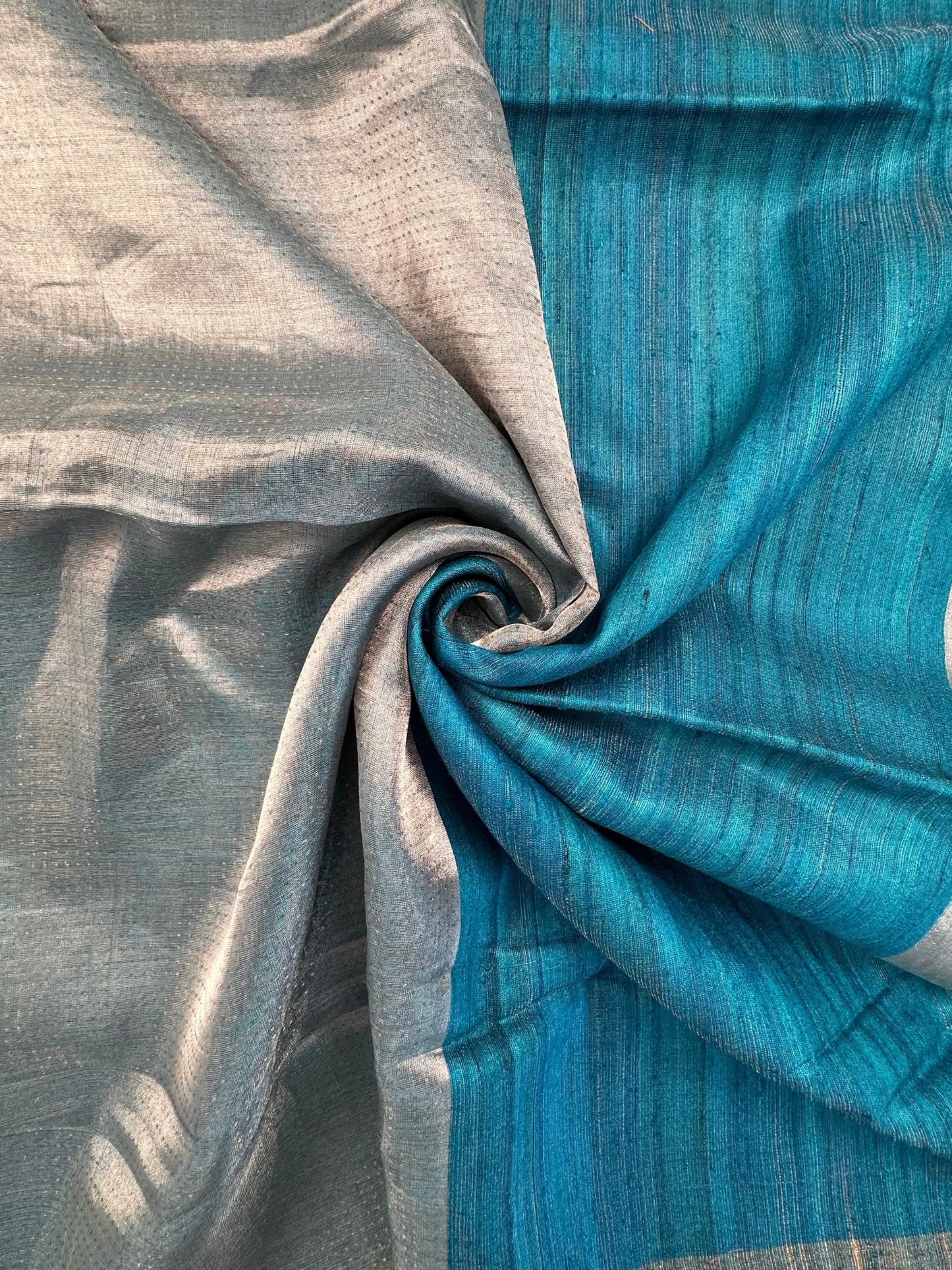 Firozi Emboss Pure Tissue Silk Saree