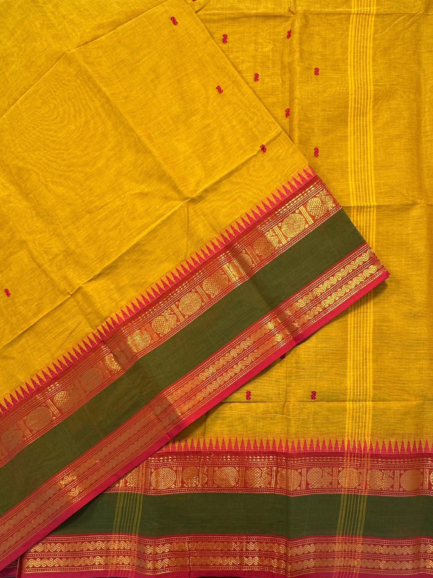 Mustard Narayanpet Cotton Saree