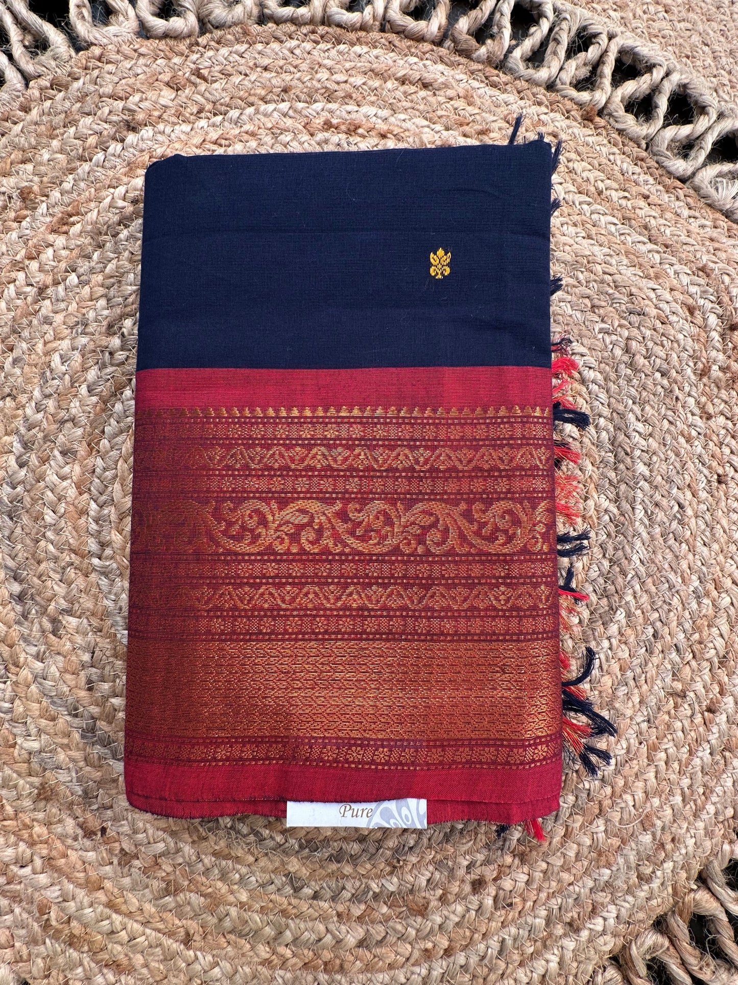 Navy Blue Narayanpet Cotton Saree