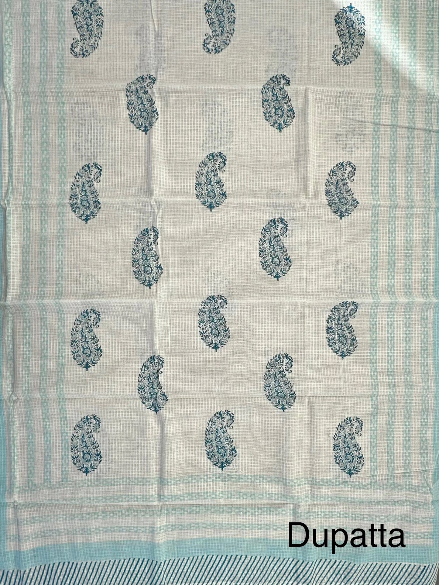 Firozi Jute Cotton 3-piece Unstitched Suit