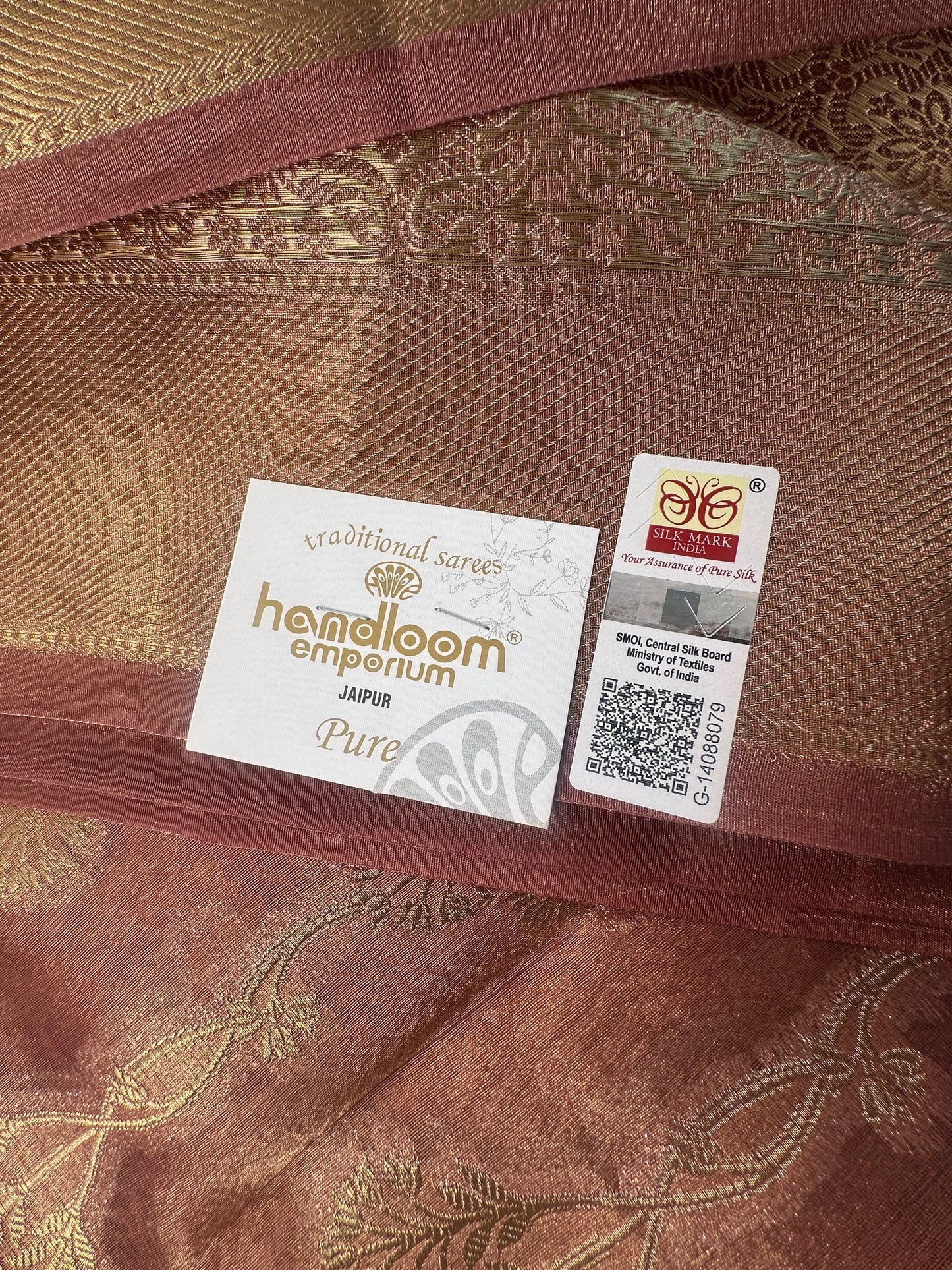 Dusky Pink Tissue Silk Saree
