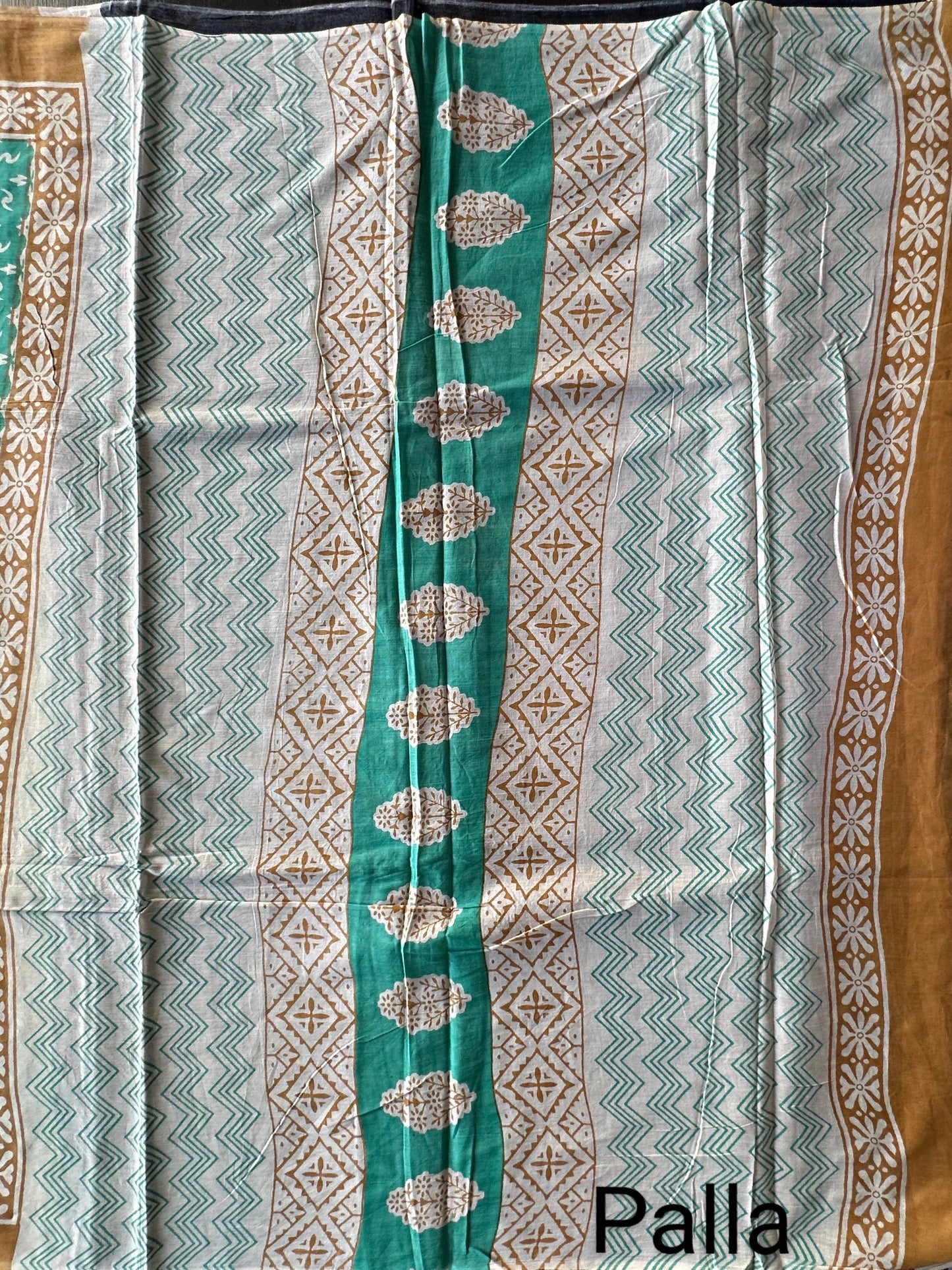 Sea Green Jaipuri Mulmul Saree