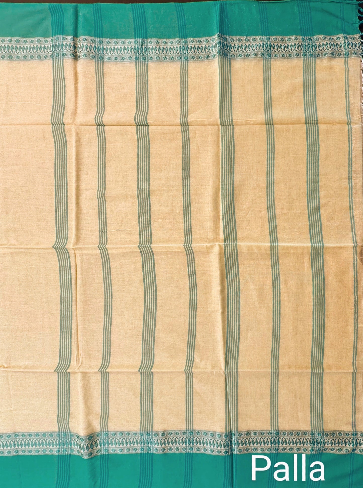 Lemon-Sea Green Tripura Cotton Saree