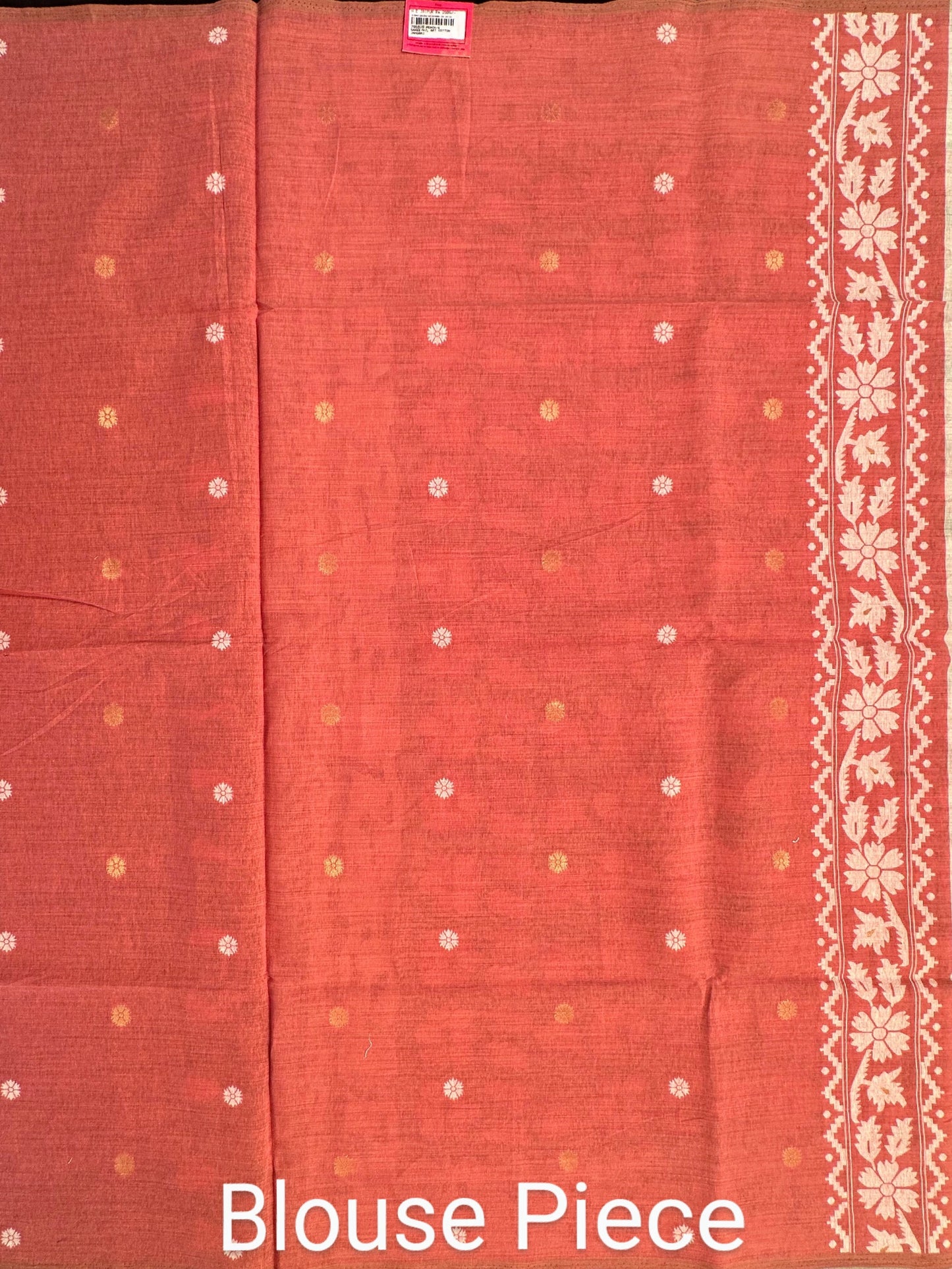 Beige-Peach Floral Weave Fancy Cotton Saree