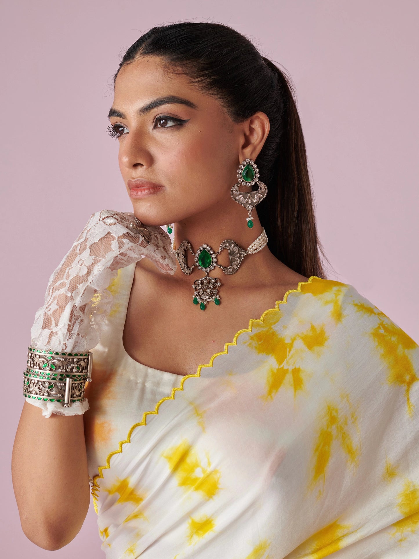 Abstract Satin Saree