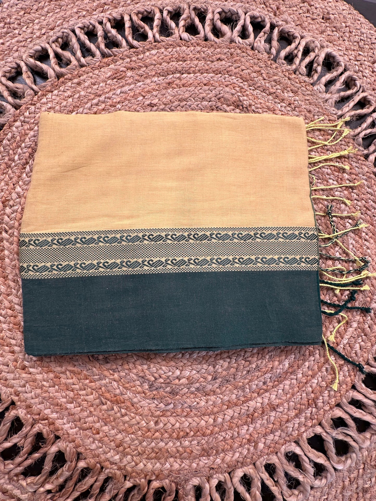 Yellow-Green Tripura Cotton Saree