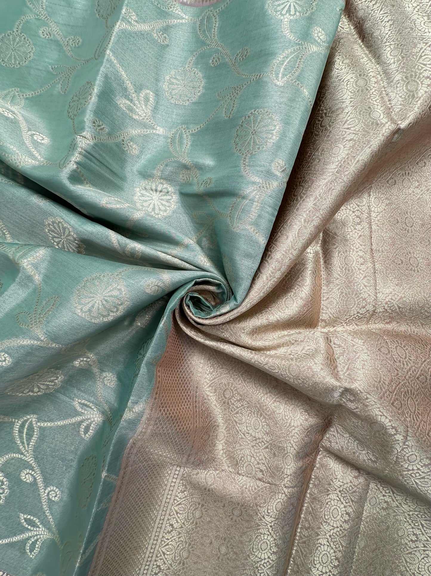 Sea Green-Pink Seerat Tissue Saree