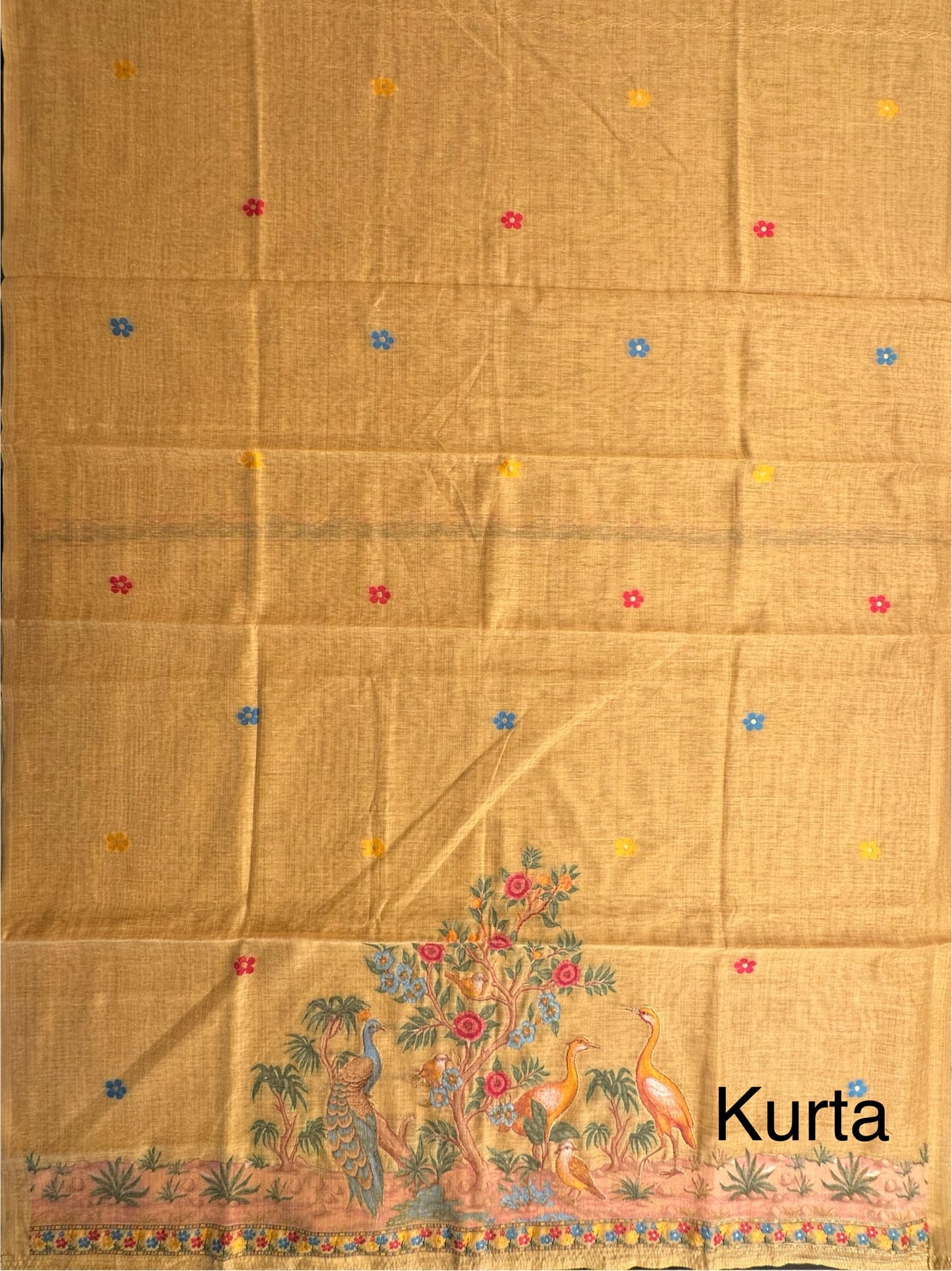 Mustard Jamdani Cotton 3-Piece Suit