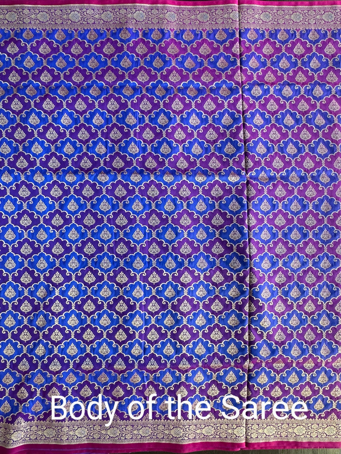 Purple-Blue Banarasi Rangkaat Blended Silk Saree