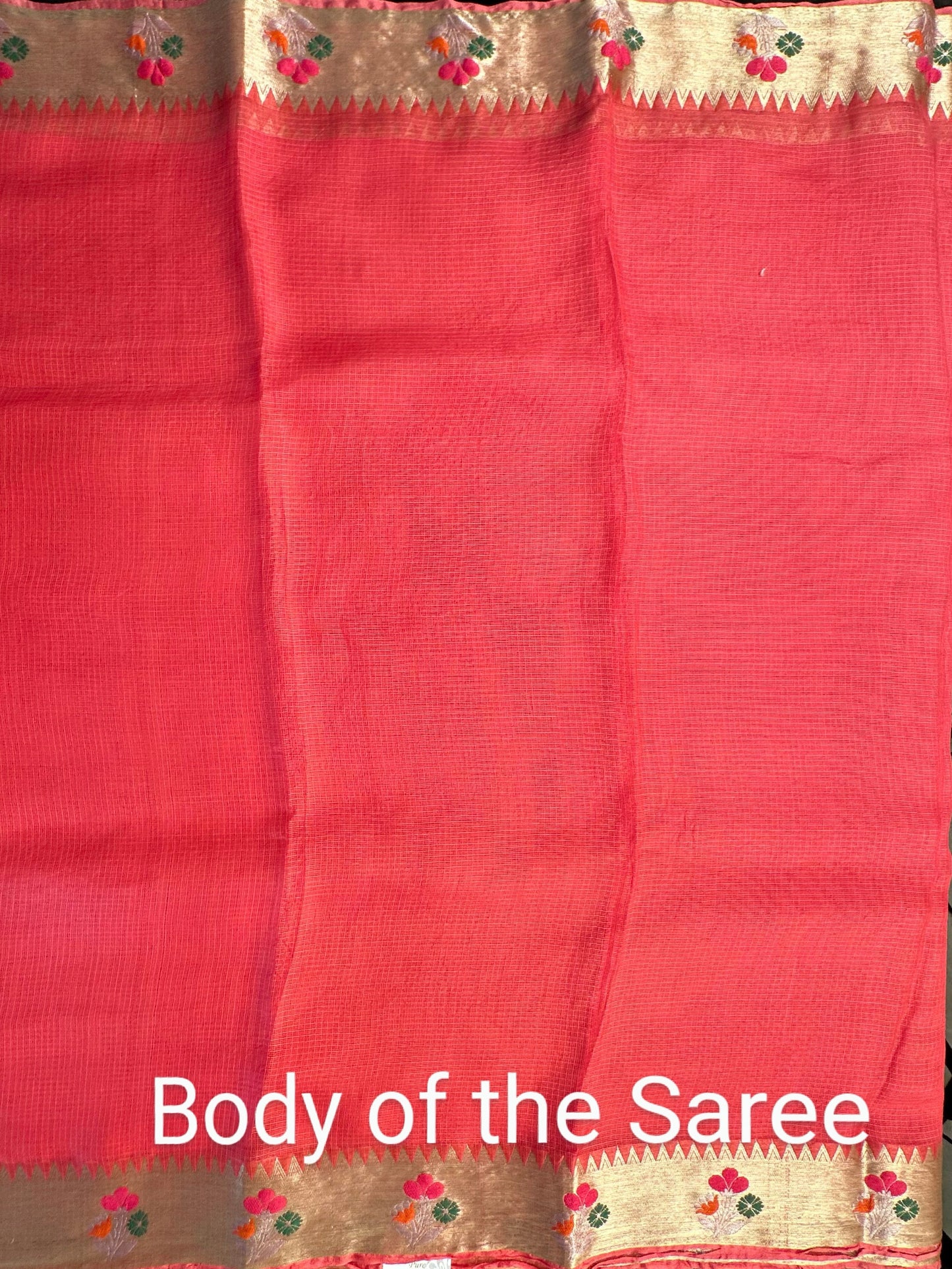 Pink Meenakari Border Kota Doria Pure Silk Saree
