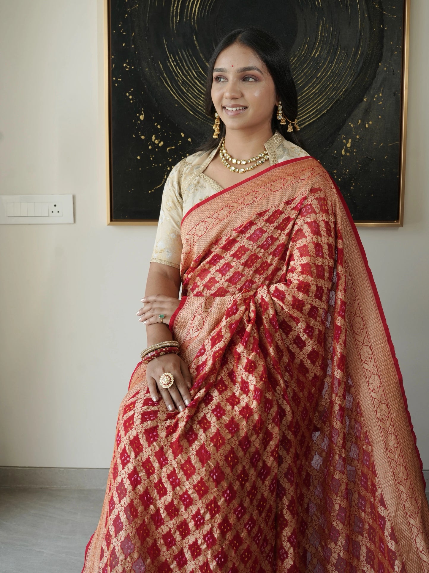 Pure Georgette Gharchola Bandhej Saree