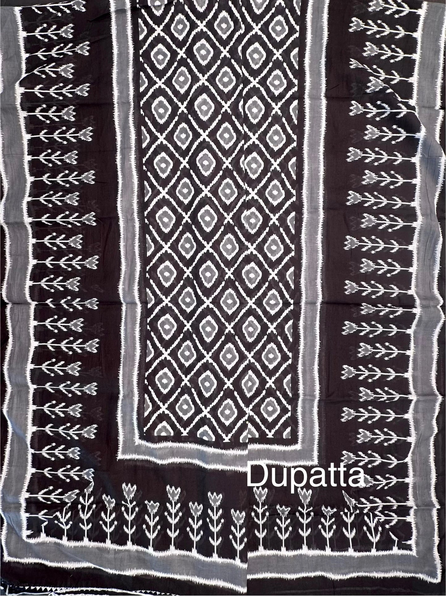Black Jaipuri Necktie Cotton 3-Piece Suit