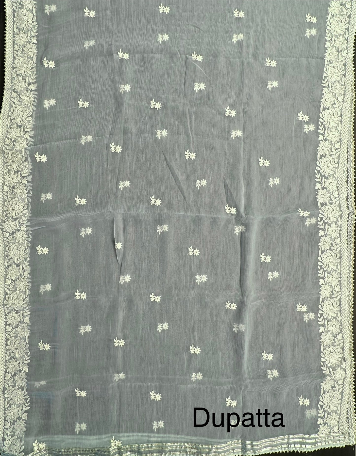 Powder Blue Art Organza 3-Piece Suit