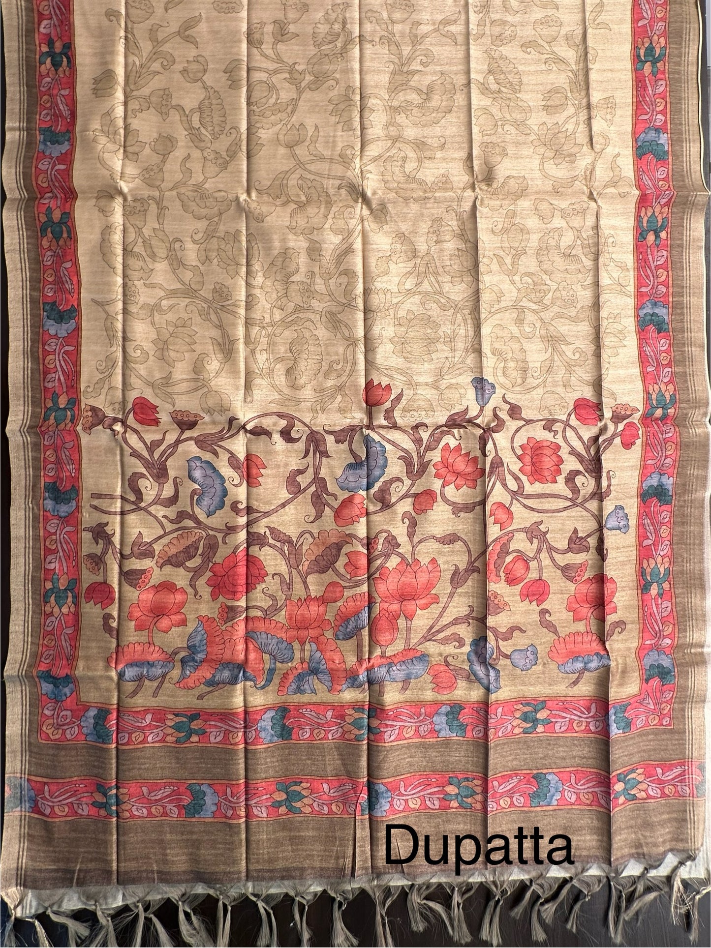 Beige Fancy Cotton 3-Piece Suit