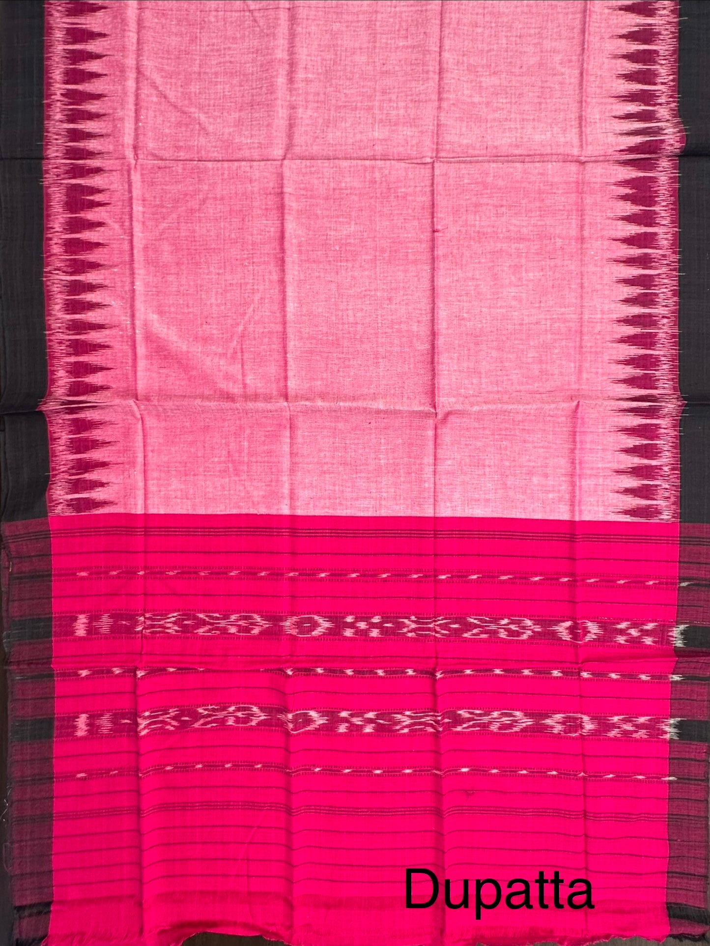 Magenta Sambhalpuri Ikkat Handloom Cotton 3-Piece Suit