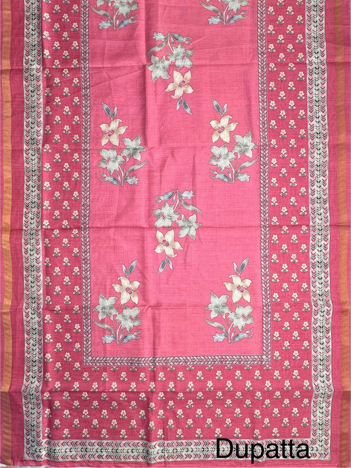 Pink Blended Cotton 3-Piece Suit