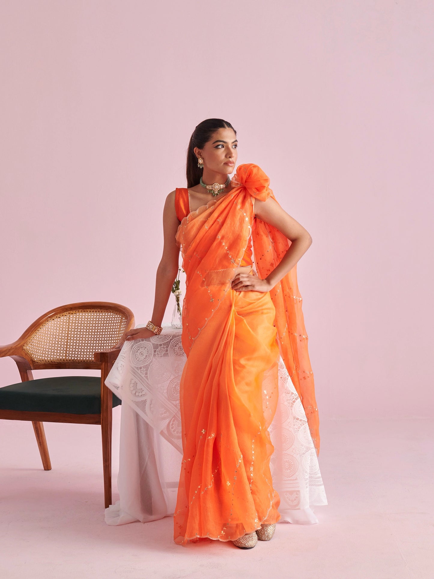 Kota Doria Pure Silk Saree With Gota Patti Work