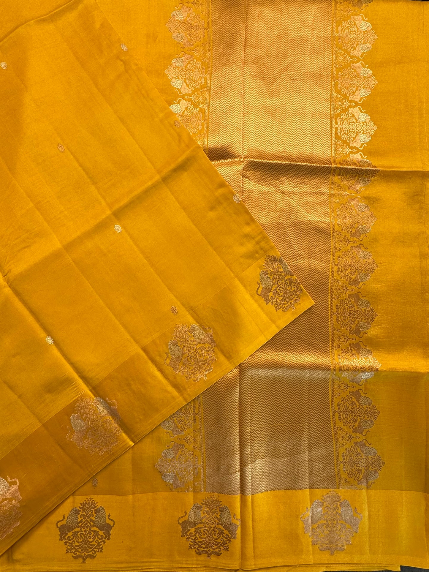 Olive Green Banarasi Satin Saree