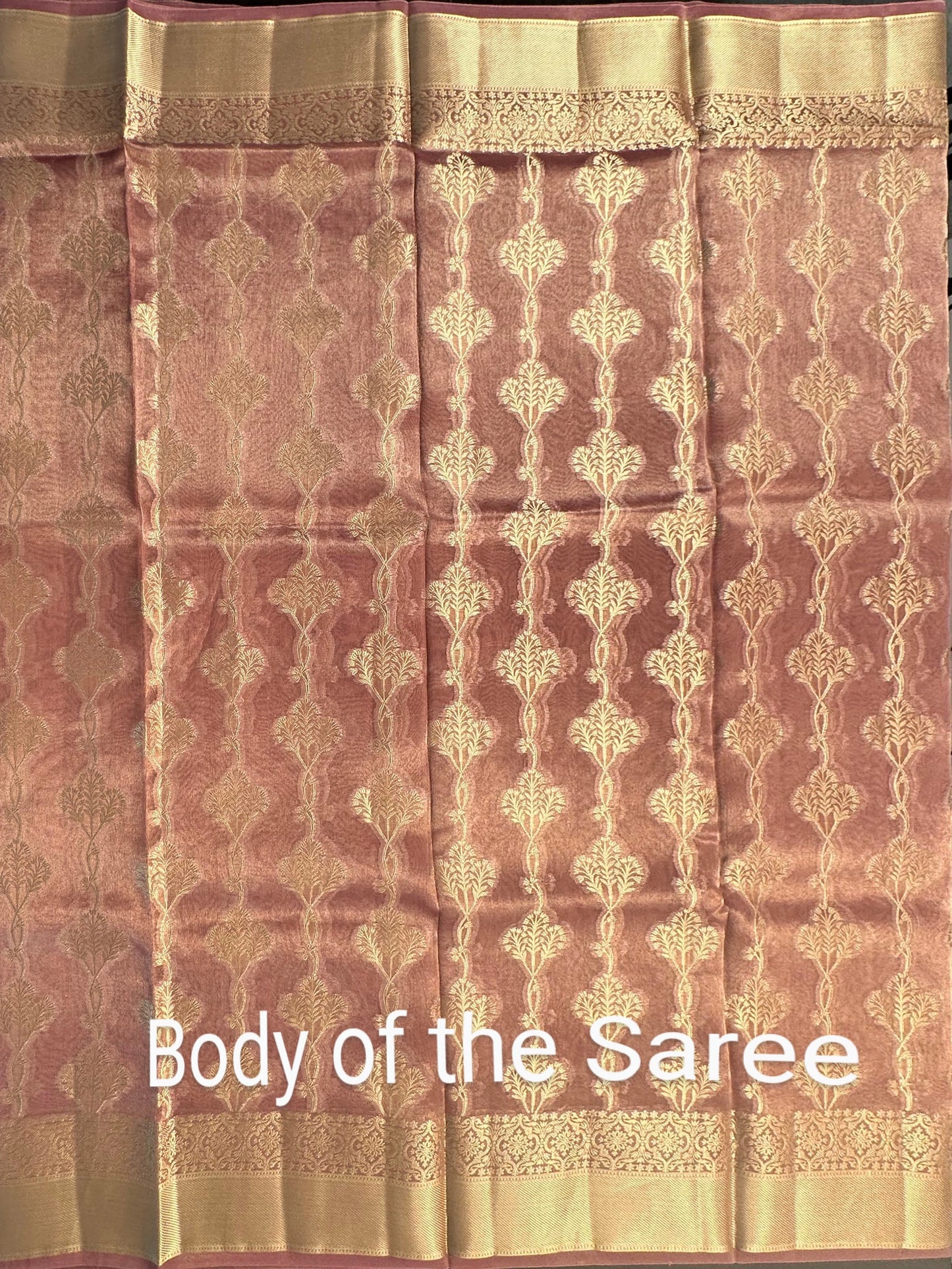 Dusky Pink Tissue Silk Saree