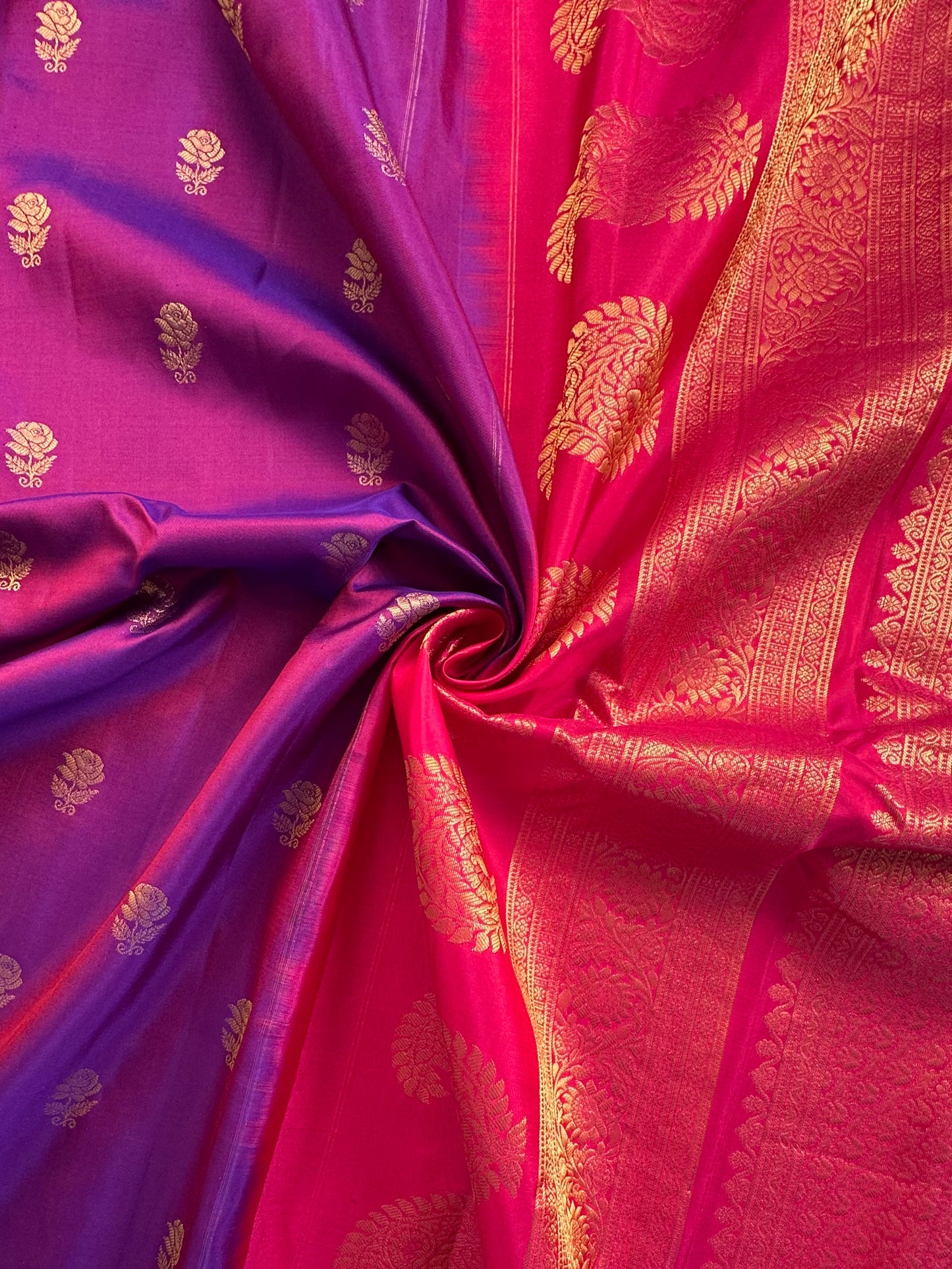 Purple-Rani Gadwal Pure Silk Saree