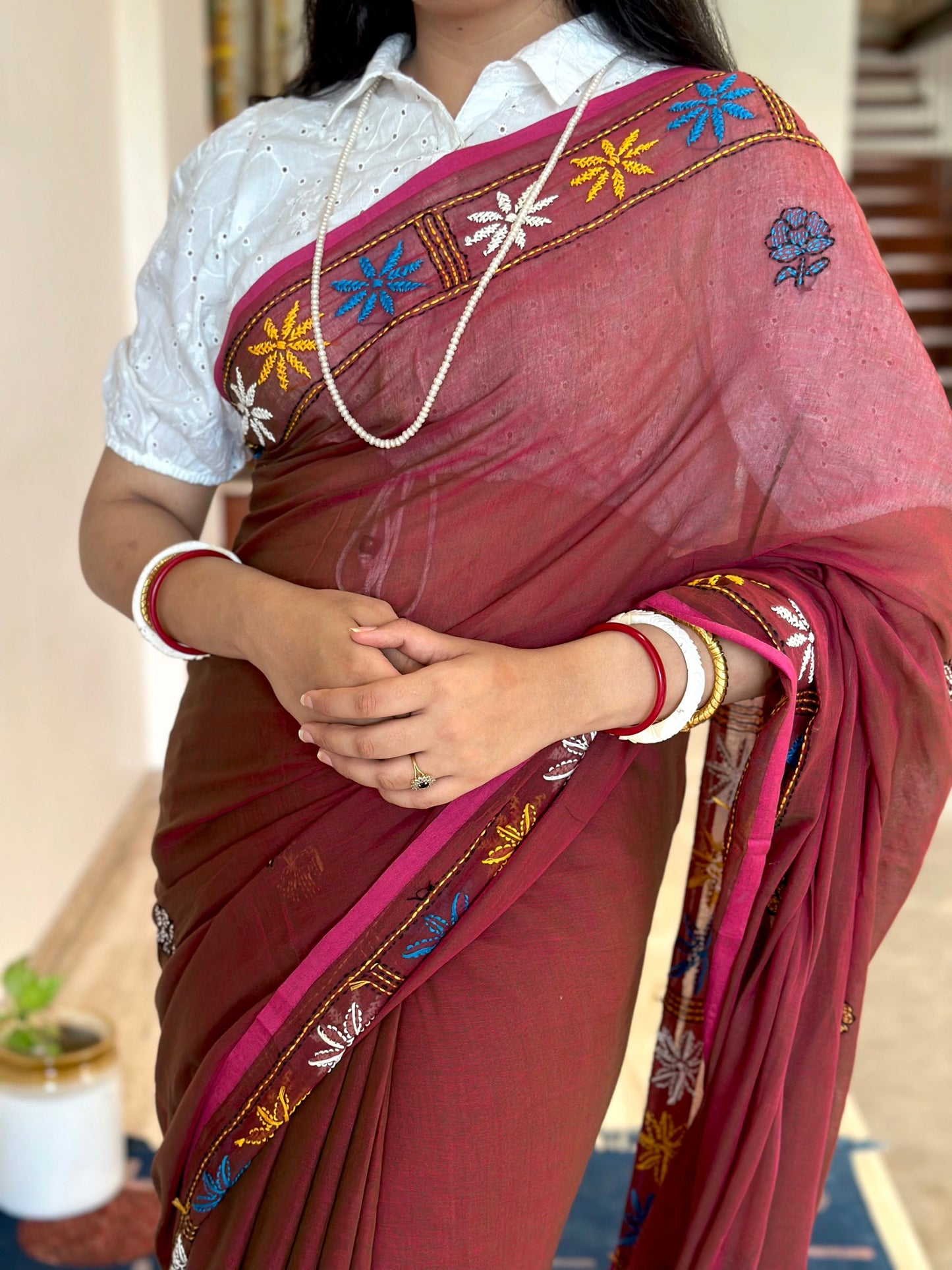 Kaantha Embroidery Cotton Saree