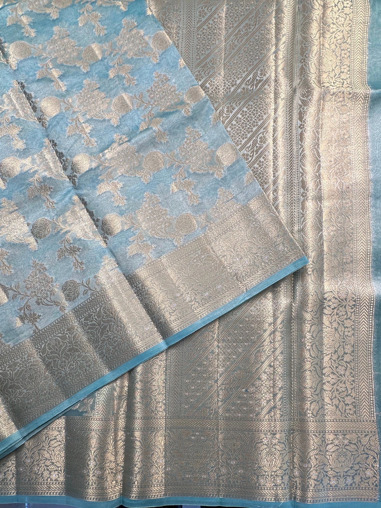Sky Blue Tissue Silk Saree