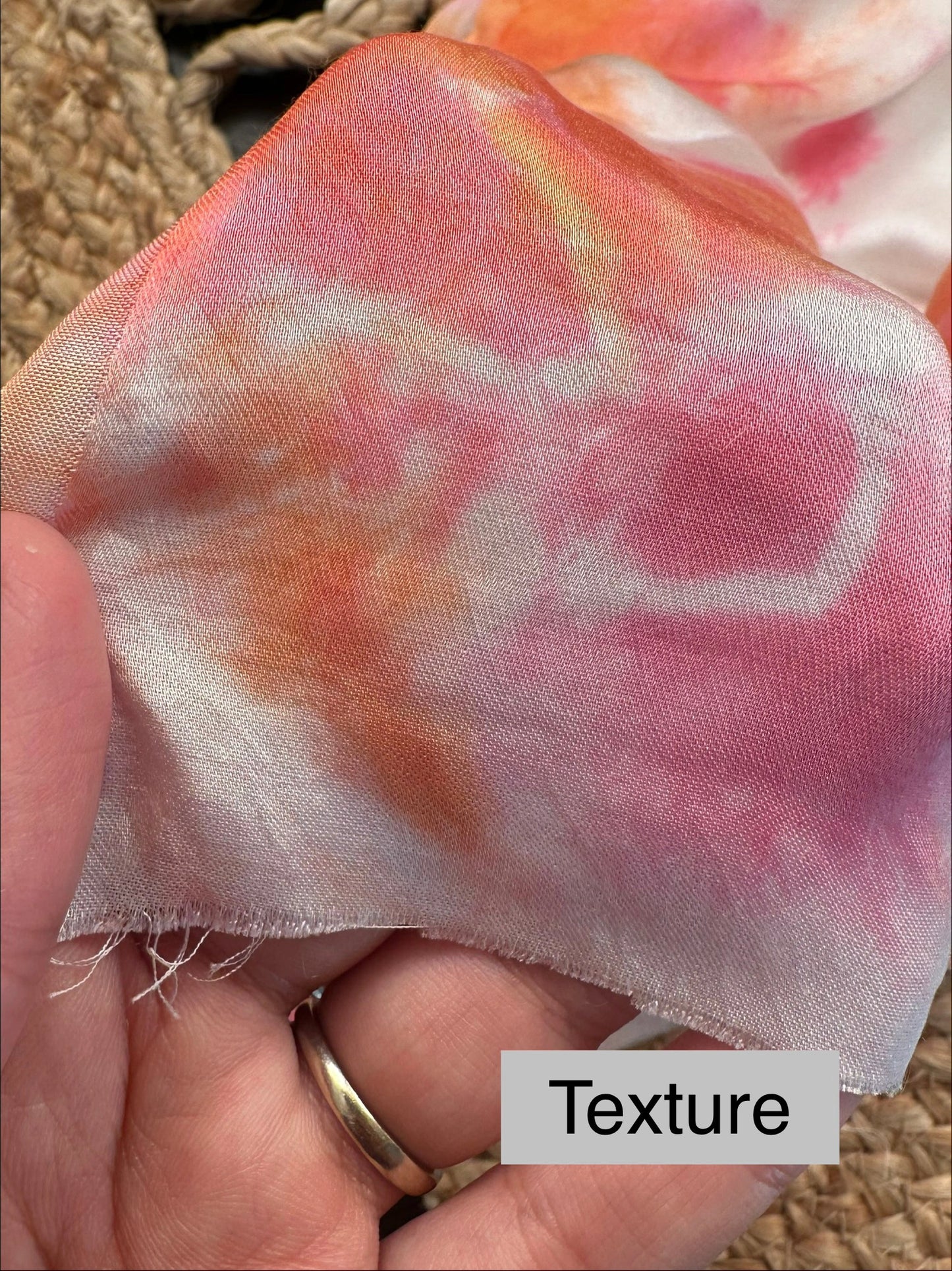Pink-Orange Tie-Dye Cotton Satin Fabric