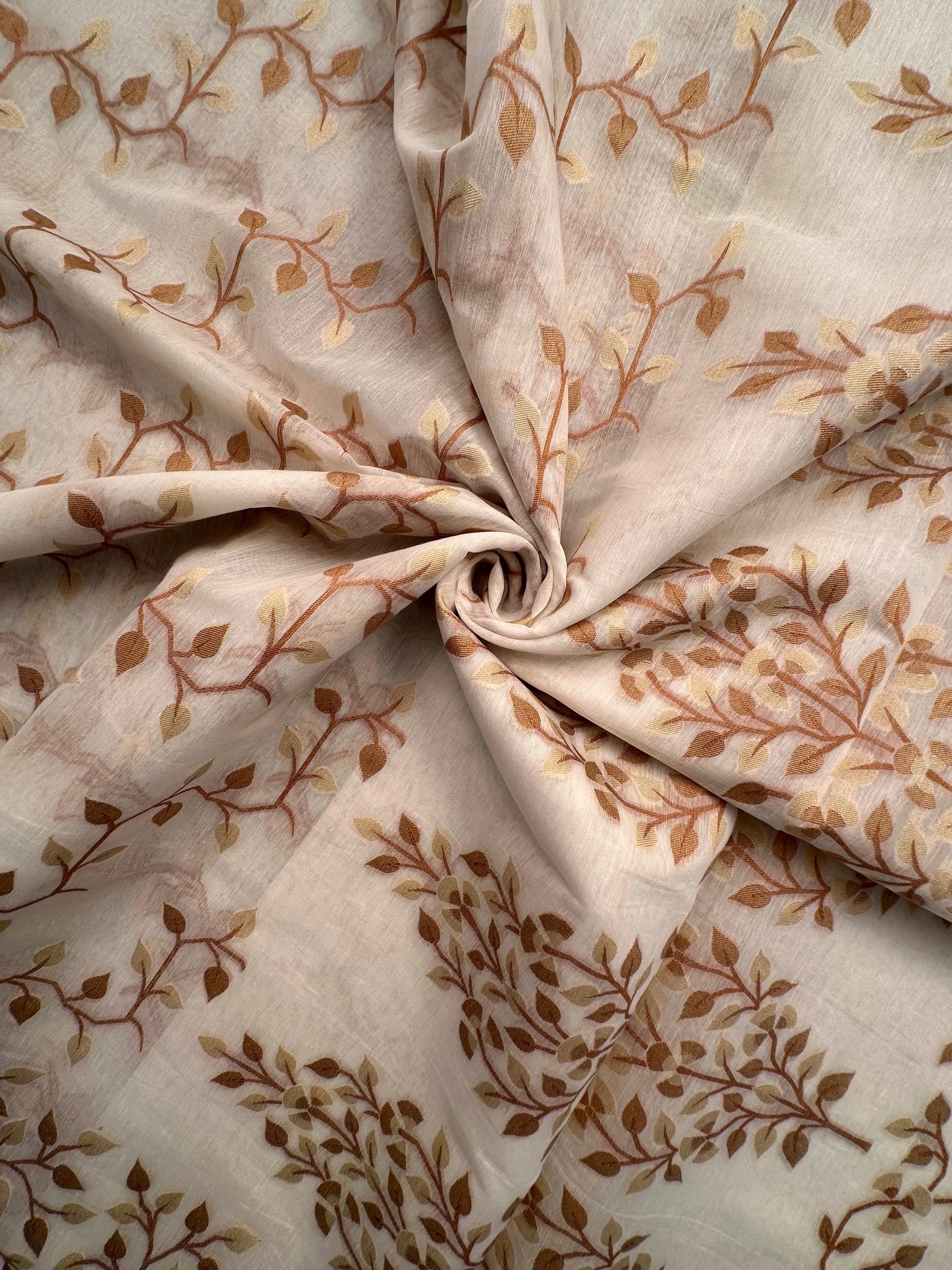Off White-Mustard Jamdani Fancy Cotton Saree