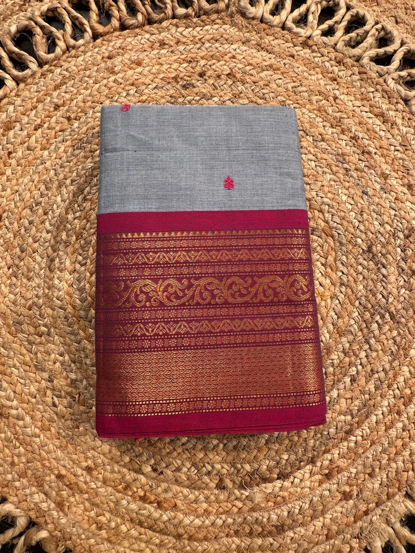 Grey Narayanpet Cotton Saree