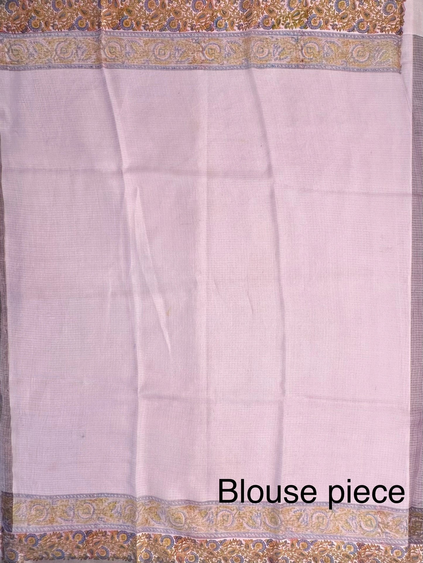Purple Hand Block-Print Pure Kota Doria Silk Saree