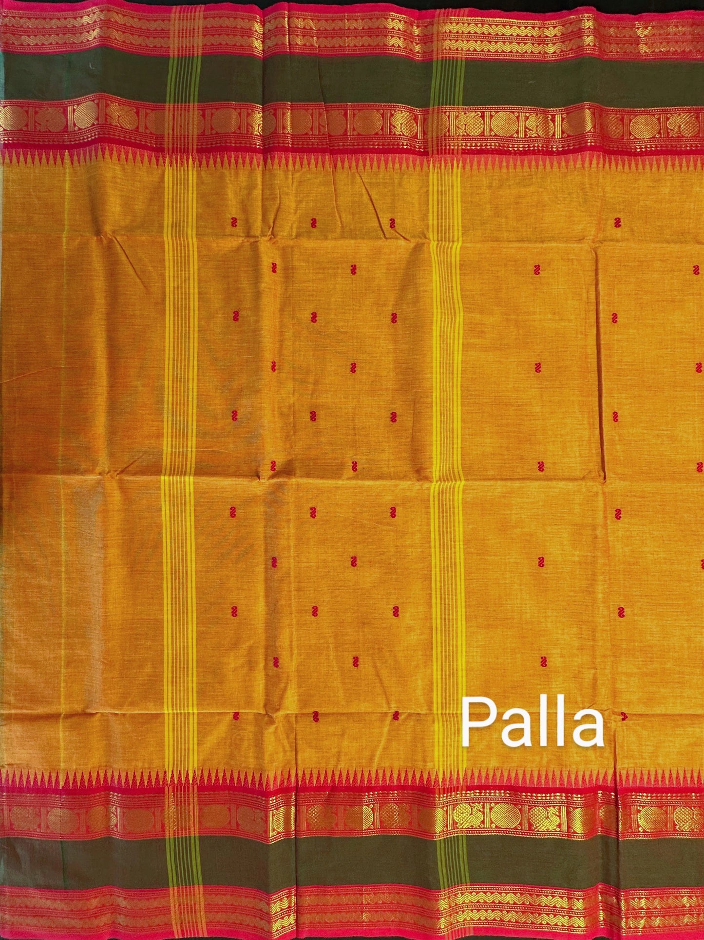 Mustard Narayanpet Cotton Saree