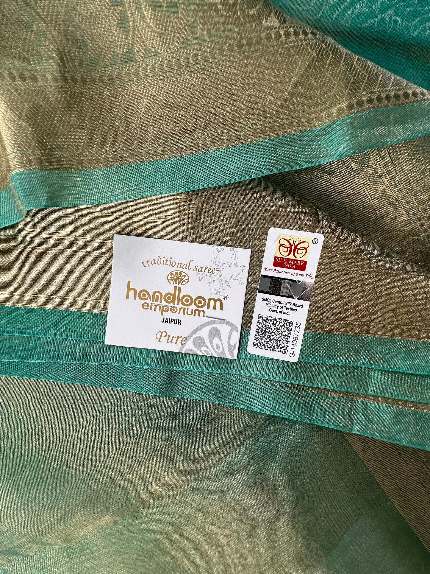 Sea Green Banarasi Pure Tissue Saree