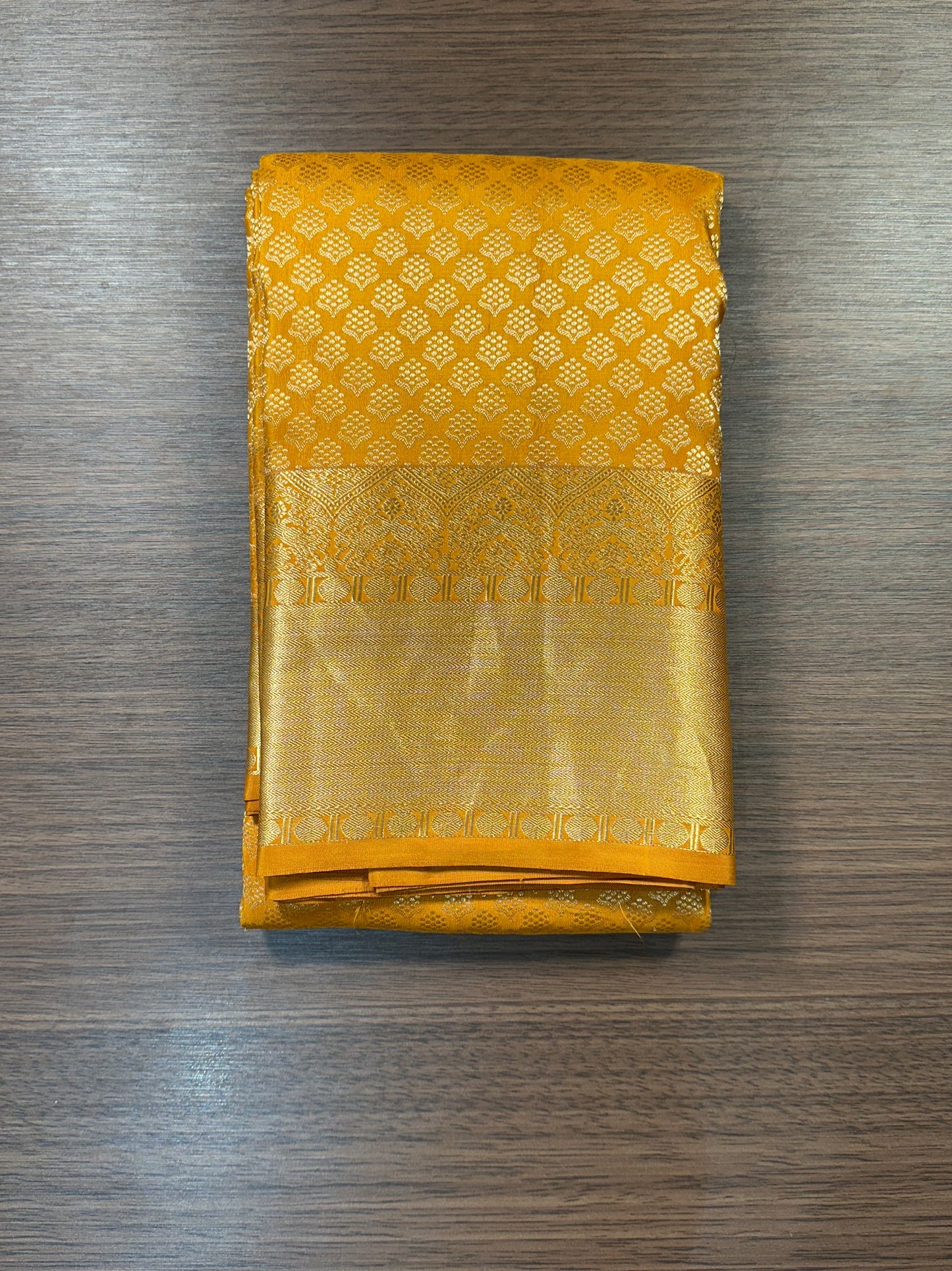 Mustard Handloom Kanjivaram Jamawar Pure Silk Saree