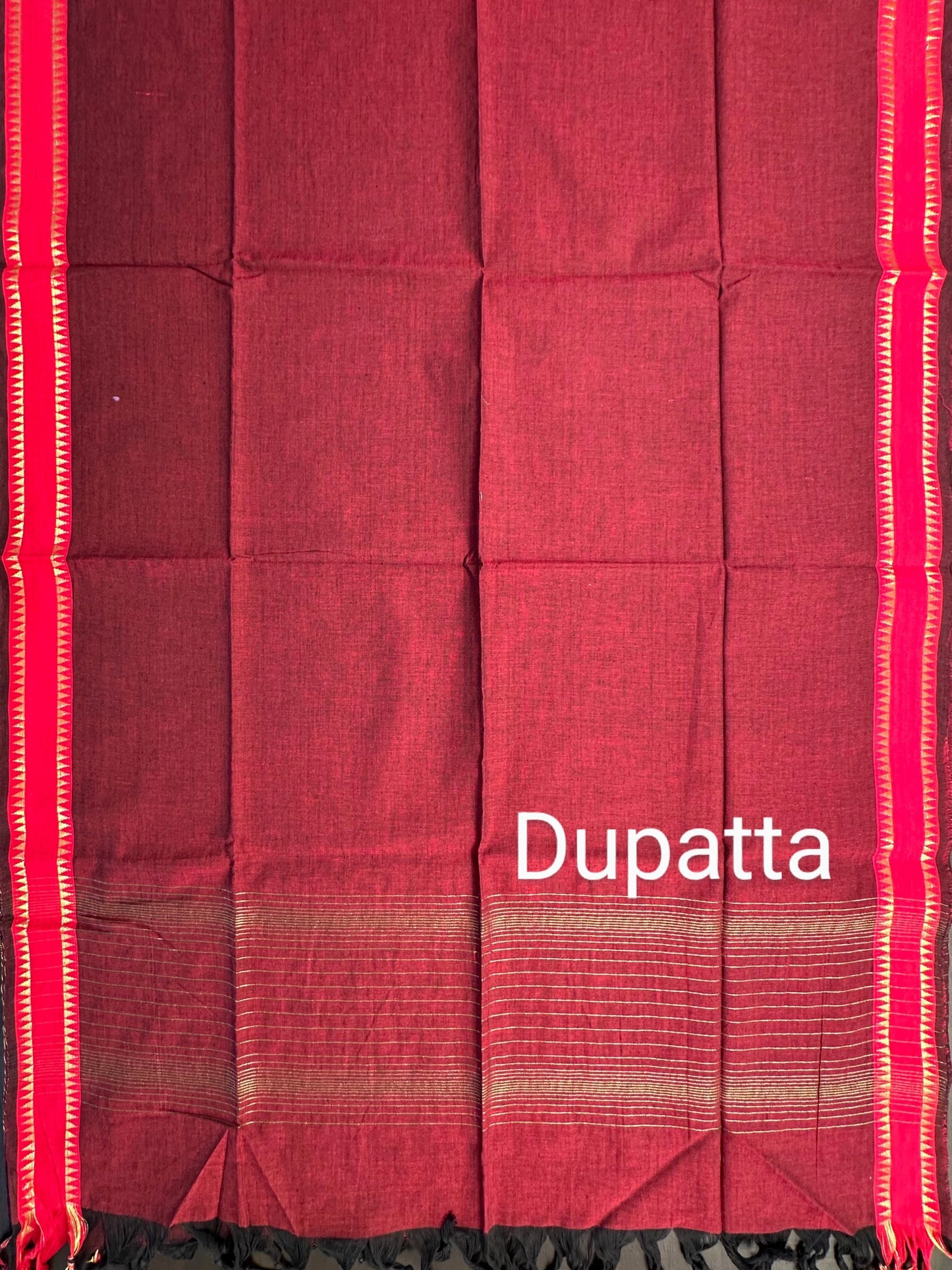 Black-Maroon Handloom Cotton Suit