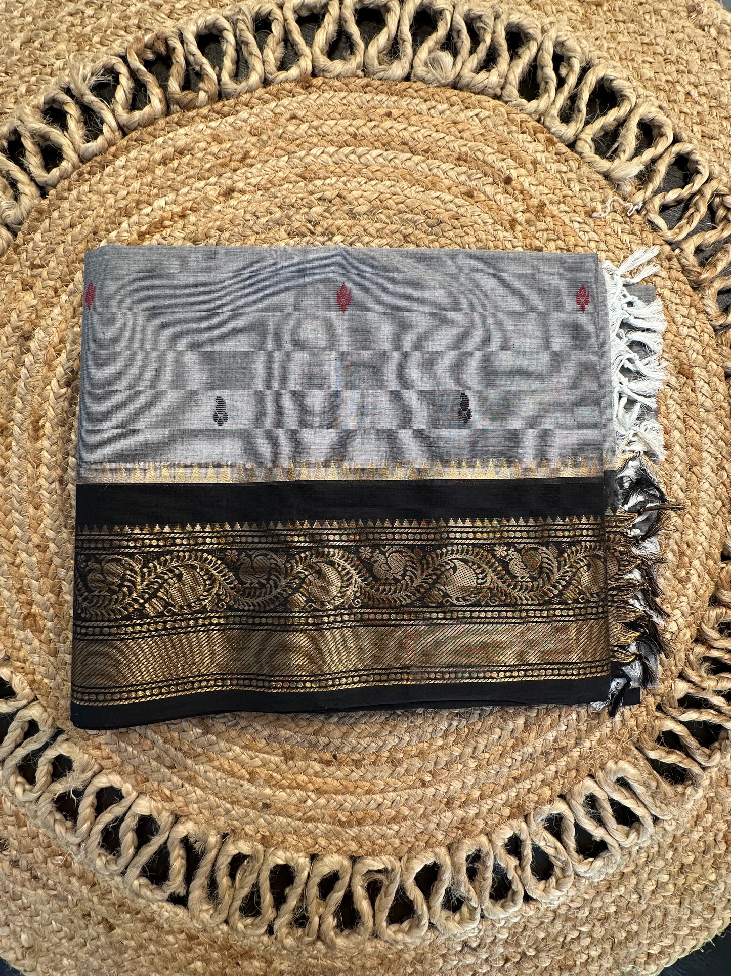 Grey Narayanpet Cotton Saree