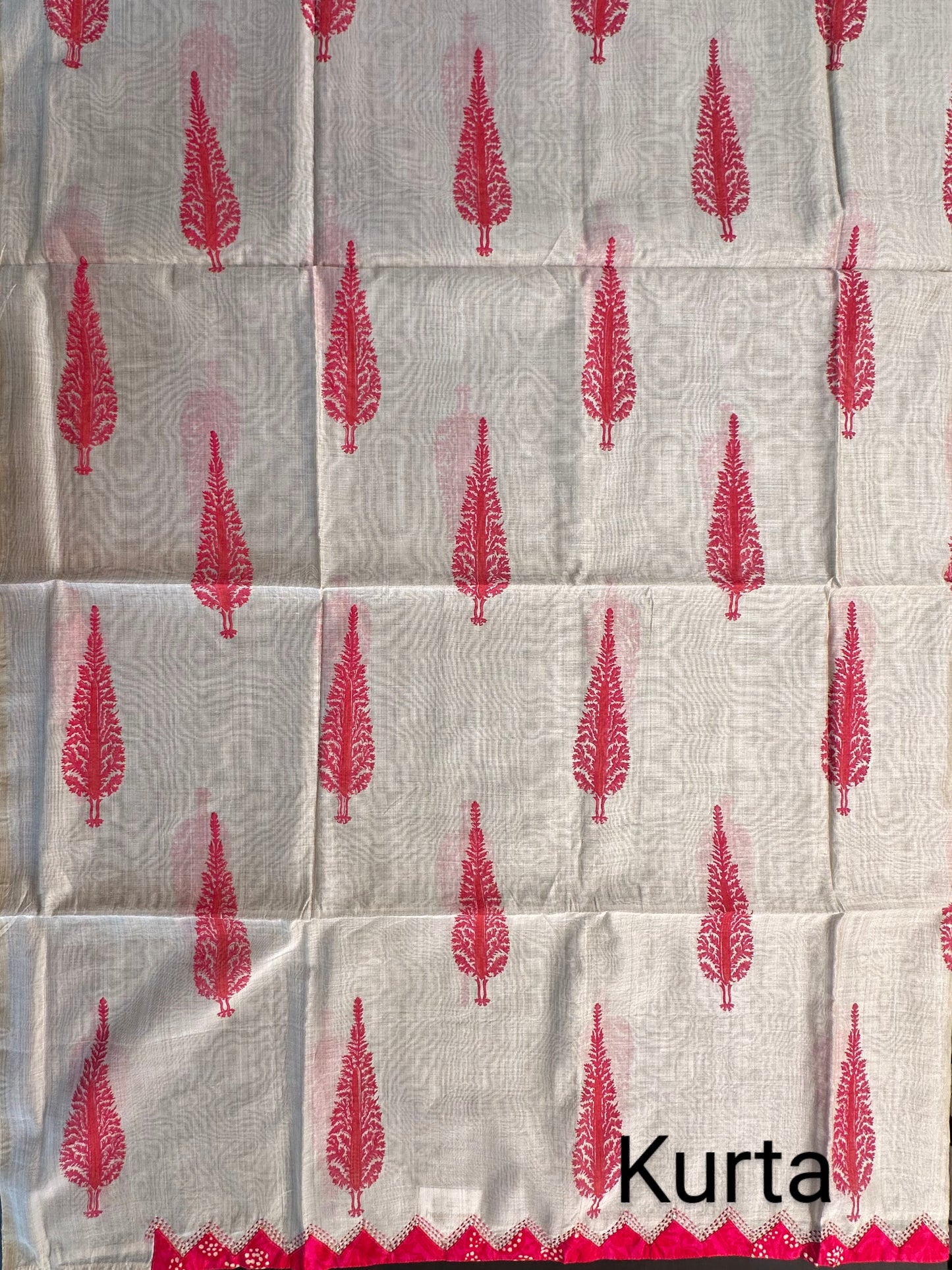Beige-Rani Block Printed Fancy Cotton Suit