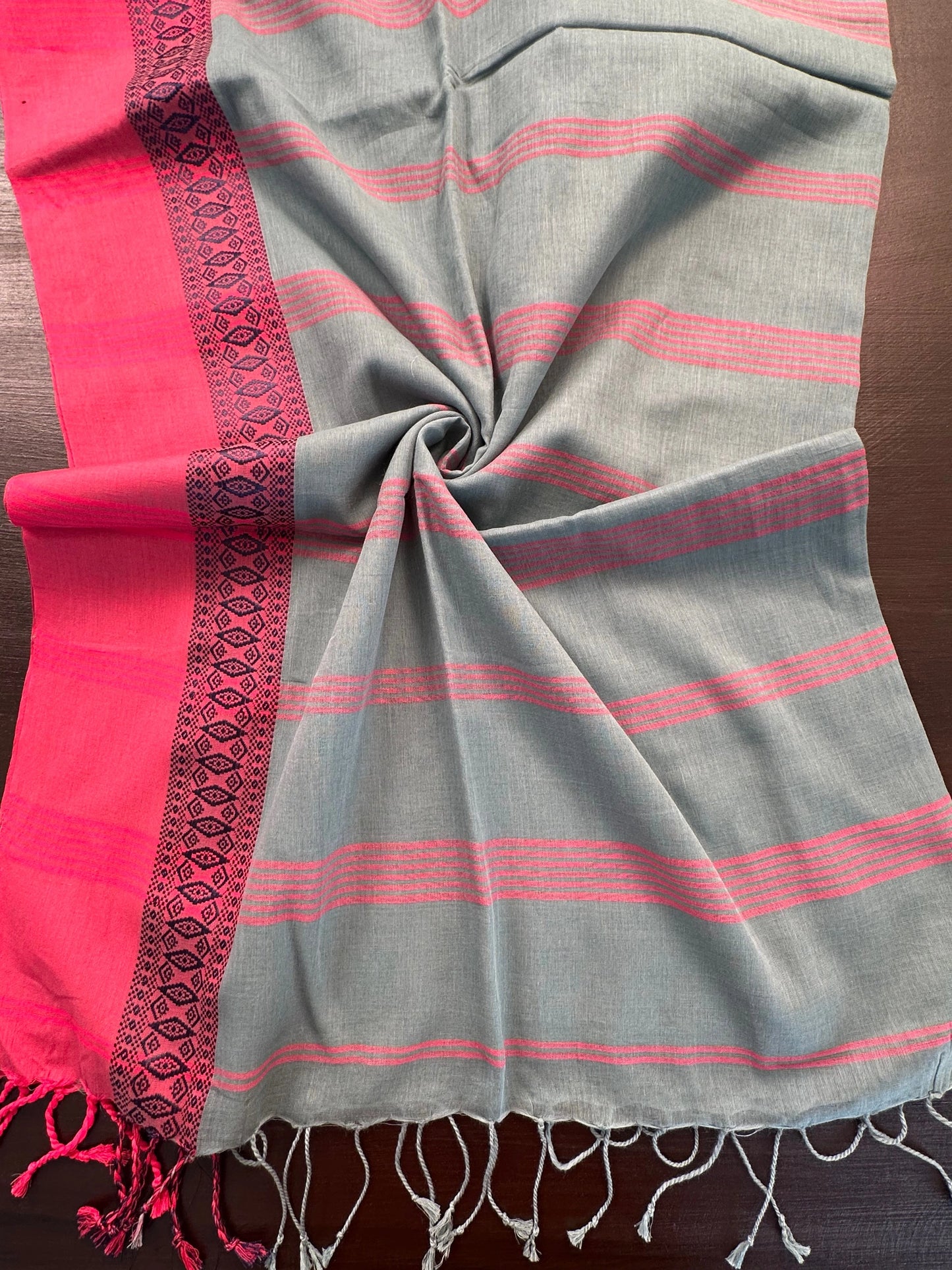 Jade Ivy-Pink Tripura Cotton Saree