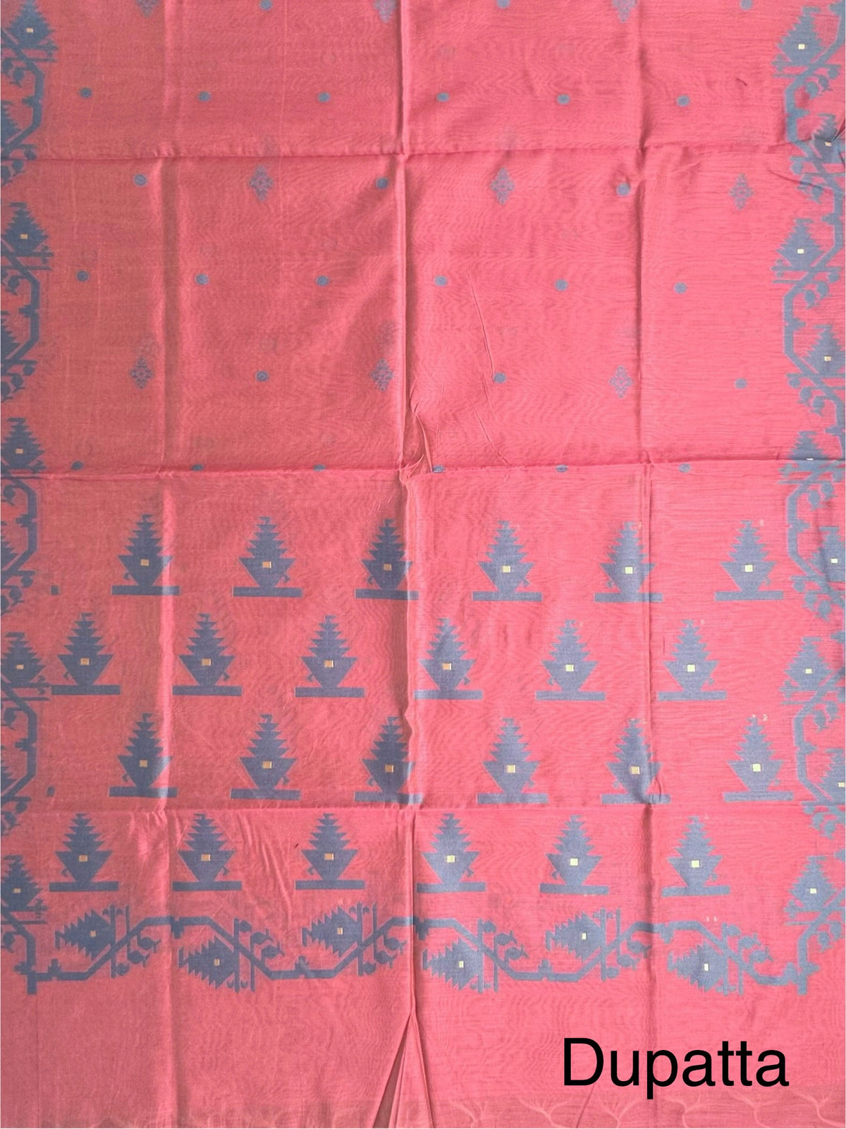 Pink Jacquard 3-piece Unstitched Cotton Suit