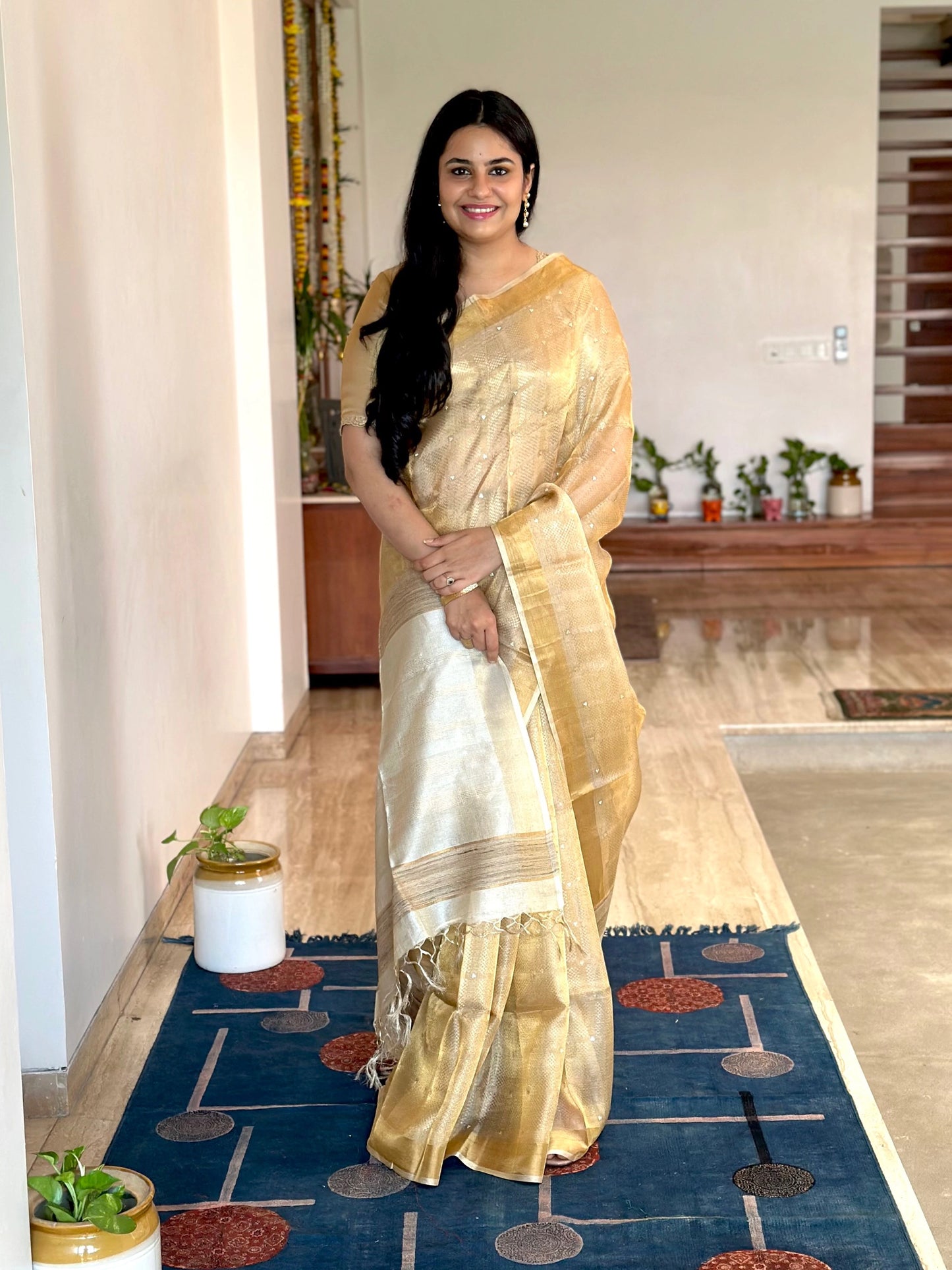 Emboss Tissue Silk Saree