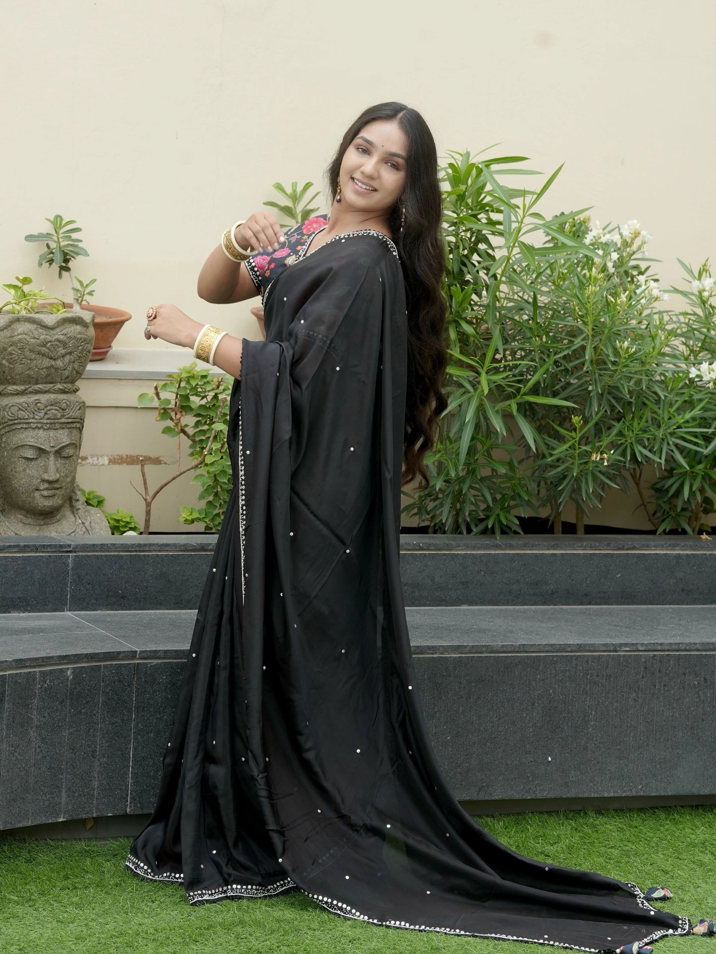 Crepe Saree with Designer Blouse