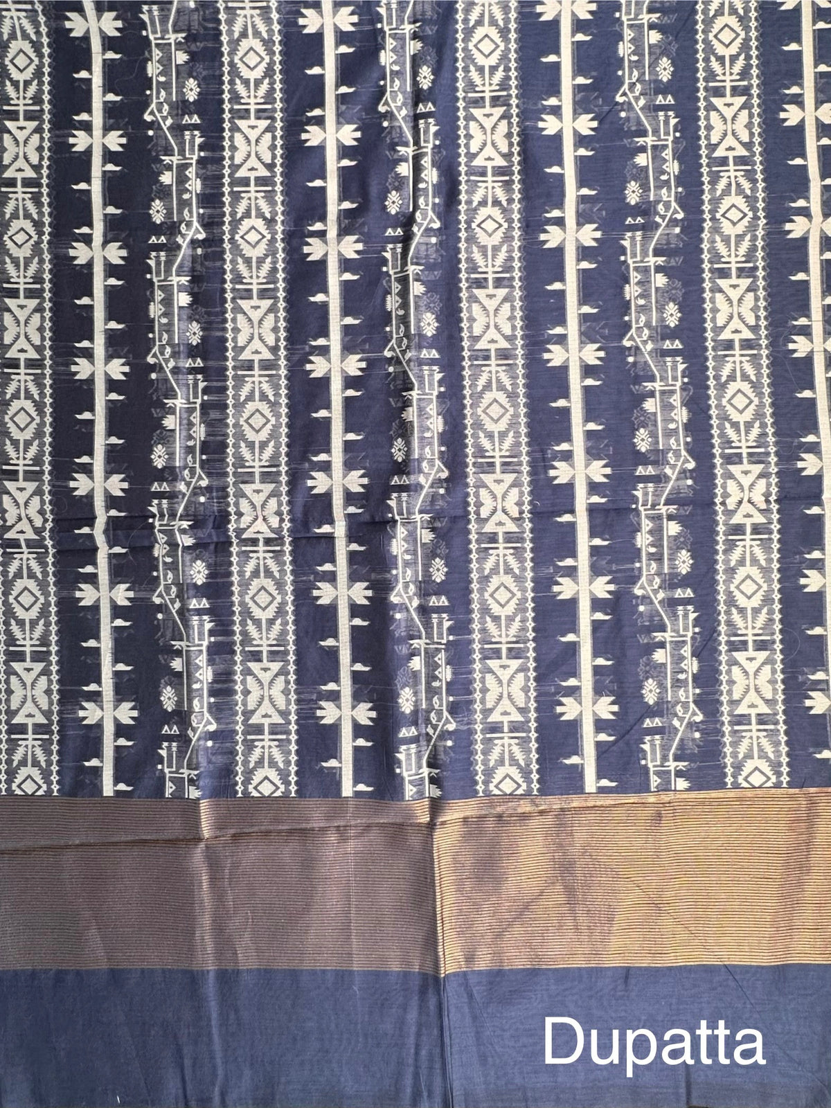 Blue Jacquard 3-piece Unstitched Cotton Suit