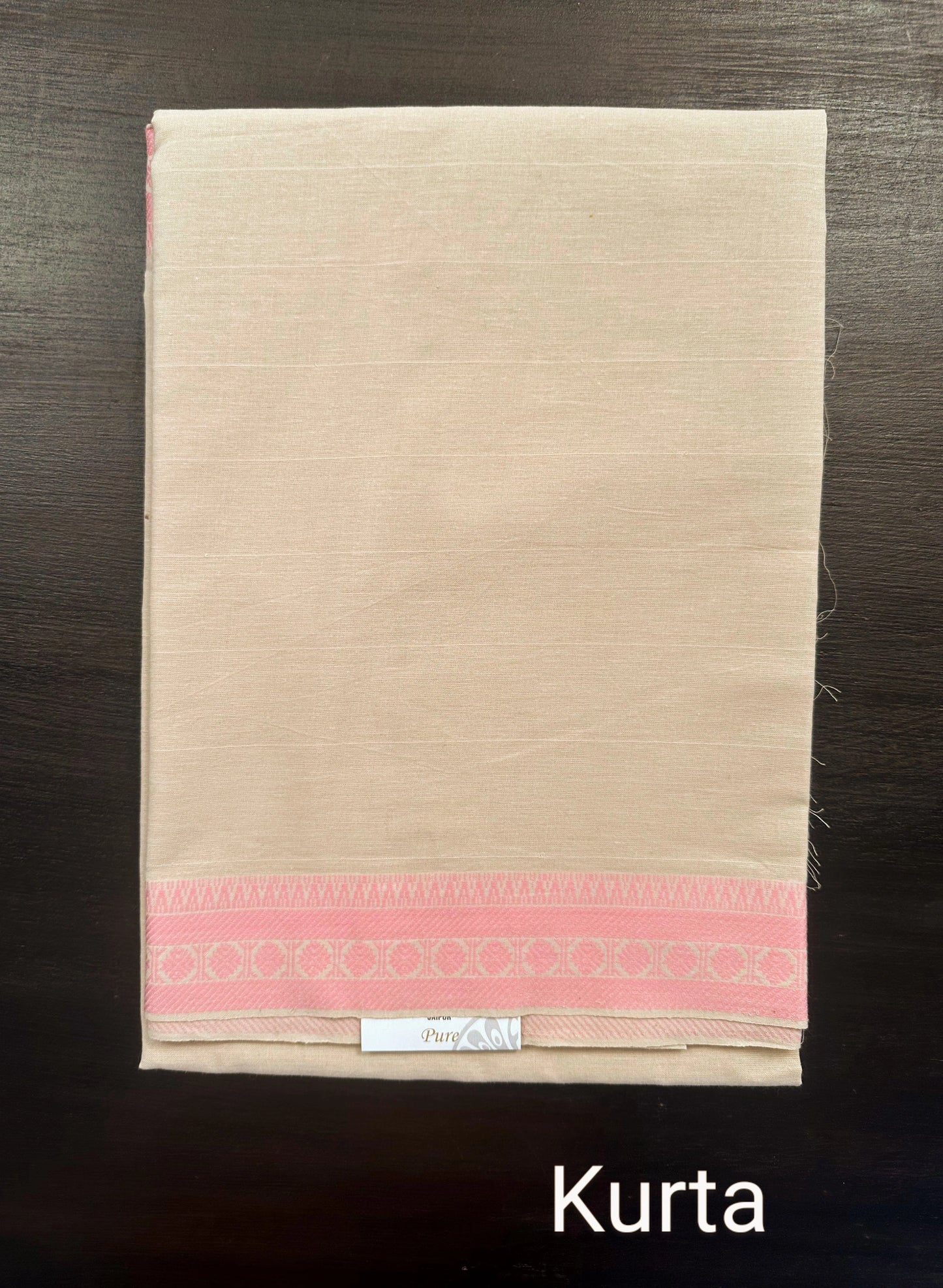 Beige -Pink Mangalgiri Cotton Unstitched 3-Piece Suit