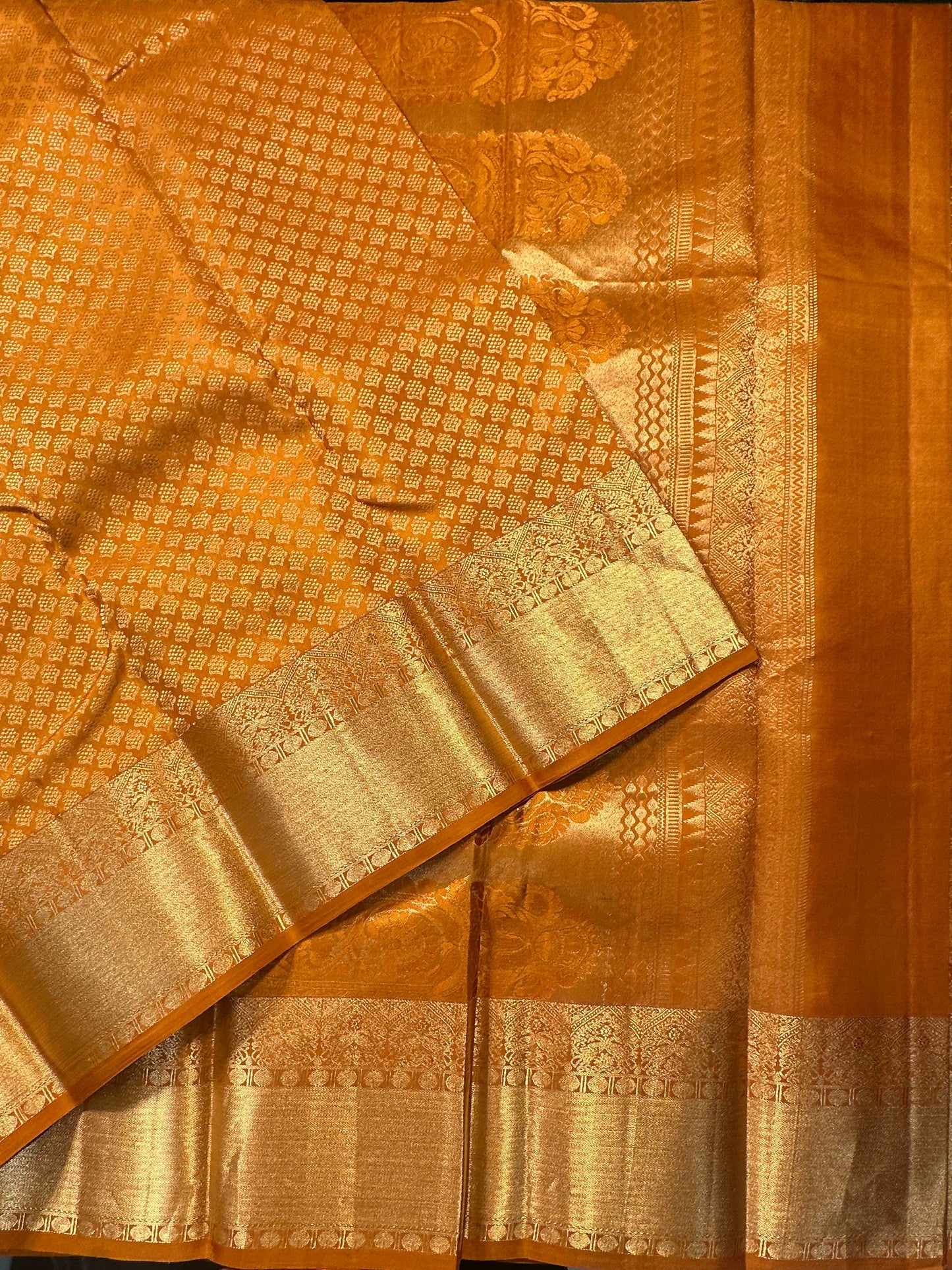 Mustard Handloom Kanjivaram Jamawar Pure Silk Saree